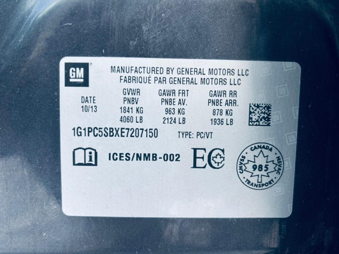 2014 Chevrolet Cruze 1LT Auto 4dr Sedan Automatic Photo