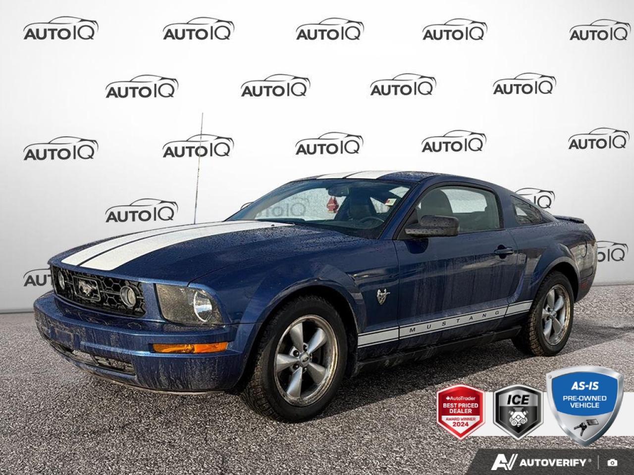 Recent Arrival!<br><br>20 SERVICE RECORDS, 17 Premium Painted Cast Aluminum Wheels, 8 Speakers, Air Conditioning, Anti-Lock Brakes, Fog Lamps, Front Bucket Seats, Handling Package, Interior Upgrade Package, Leather-Wrapped Steering Wheel, Lower Door Tape Stripe, Order Code 110A, Premium audio system: Shaker 500, Rear window defroster, Satin Aluminum Door Sill Scuff Plate, Satin Aluminum Instrument Panel Applique, Satin Aluminum Plated Door Handles, Shaker 500 AM/FM Stereo w/CDx6/MP3, SIRIUS Satellite Radio, Traction Control, Unique Pony Grille w/Chrome Plated Bezel, V6 Pony Package, Variably intermittent wipers.<br><br>Certification Program Details:<br><br>This vehicle is part of our AS-TRADED inventory. Instead of sending this recent trade-in to a dealer auction, we are offering it to our retail customers first. This is a unique opportunity to purchase a vehicle exactly as it arrived.<br><br>The Wholesale Advantage:<br><br>  * Unbeatable Pricing: Priced 30-50%* *below typical market value because we have not added any reconditioning costs.<br>  * Raw & Uninspected: We have not performed a mechanical inspection. You are purchasing the vehicle in its original, untouched condition.<br>  * Mechanics Special: Ideal for DIY buyers or those with their own service connections who want to handle the work themselves.<br>  * Direct Access: You get the first opportunity to buy this local trade-in before it is offered to wholesalers.<br><br>See below for mandatory As-Is disclosure.<br><br><br>2009 Ford Mustang V6 110A | INT UPGRADE PKG | HANDLING PKG | PONY PKG 110A | INT UPGRADE PKG | HANDLING PKG | PONY PKG 2D Coupe 4.0L V6 SOHC 5-Speed Manual T5 RWD<p></p>

<h4>AS-IS PRE-OWNED VEHICLE</h4>

<p>This vehicle is being sold AS-IS, unfit, not e-tested, and is not represented as being in roadworthy condition, mechanically sound or maintained at any guaranteed level of quality. The vehicle may not be fit for use as a means of transportation and may require substantial repairs at the purchasers expense. It may not be possible to register the vehicle to be driven in its current condition. This vehicle does not qualify for AutoIQs 7-Day Money Back Guarantee</p>

<p>The buyer of this vehicle will be responsible for all costs associated with passing a Ministry of Transportation Safety Inspection, which is needed to license a vehicle in the Province of Ontario. We are offering this vehicle at a reduced price, as the buyer will be responsible for all costs associated with making this vehicle roadworthy. We have not inspected this vehicle mechanically and do not know what repairs/costs are involved in getting it roadworthy. It may or may not have mechanical, cosmetic, safety and/or emissions issues. By allowing you to choose where and how you want the certifications completed, you have an opportunity to save money!</p>

<p>SPECIAL NOTE: This vehicle is reserved for AutoIQs retail customers only. Please, no dealer calls. Errors and omissions excepted.</p>

<p>*As-traded, specialty or high-performance vehicles are excluded from the 7-Day Money Back Guarantee Program (including, but not limited to Ford Shelby, Ford mustang GT, Ford Raptor, Chevrolet Corvette, Camaro 2SS, Camaro ZL1, V-Series Cadillac, Dodge/Jeep SRT, Hyundai N Line, all electric models)</p>