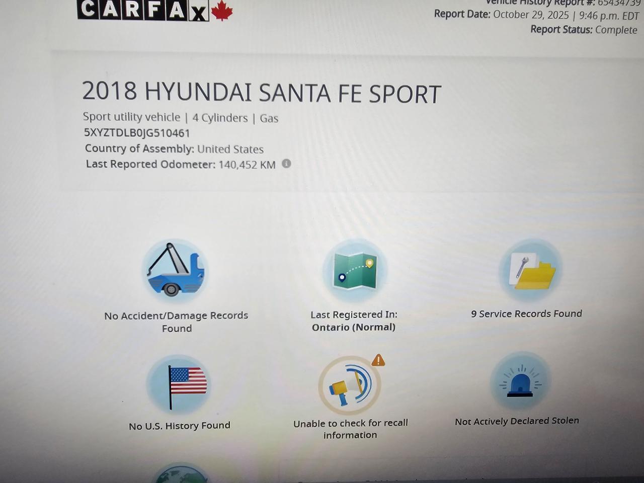 2018 Hyundai Santa Fe Sport SPORT, AUTO, 2.4L, AWD, POWER GROUP, 163KM Photo