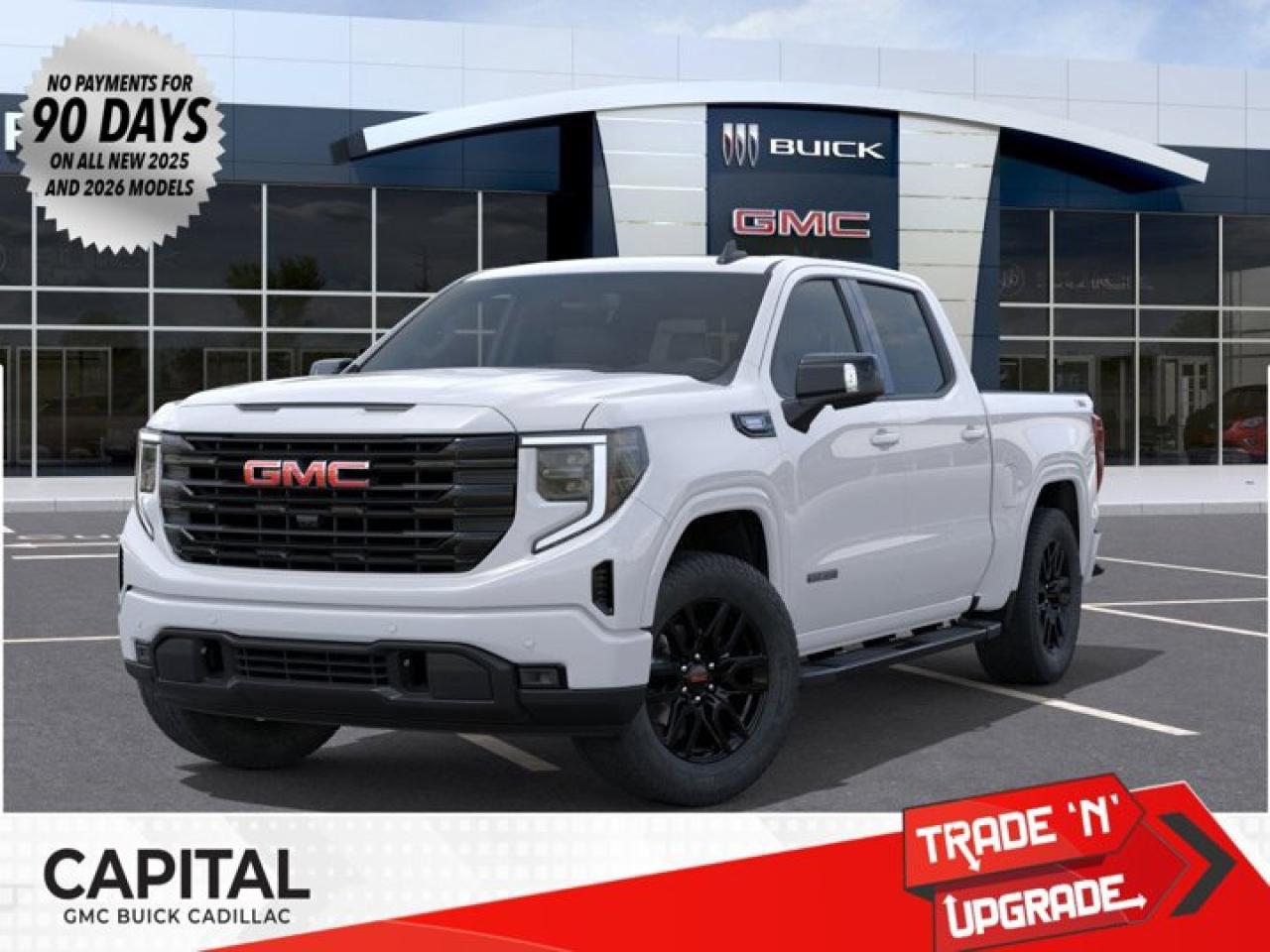 This 2026 GMC Sierra 1500 in Summit White is equipped with 4WD and Turbocharged Diesel I6 3.0L/183 engine.The Next Generation Sierra redefines what it means to drive a pickup. The redesigned for 2019 Sierra 1500 boasts all-new proportions with a larger cargo box and cabin. It also shaves weight over the 2018 model through the use of a lighter boxed steel frame and extensive use of aluminum in the hood, tailgate, and doors.To help improve the hitching and towing experience, the available ProGrade Trailering System combines intelligent technologies to offer an in-vehicle Trailering App, a companion to trailering features in the myGMC app and multiple high-definition camera views.GMC has altered the pickup landscape with groundbreaking innovation that includes features such as available Rear Camera Mirror and available Multicolour Heads-Up Display that puts key vehicle information low on the windshield. Innovative safety features such as HD Surround Vision and Lane Change Alert with Side Blind Zone alert will also help you feel confident and in control in the Next Generation Seirra.Key features of the Sierra Elevation include: Monochromatic look with black grille and vertical recovery hooks, 20 gloss black painted-aluminum wheels, Available x31 Off-Road package with integrated dual exhaust and all-terrain tires, Keyless open and start, and LED cargo box lighting.Check out this vehicles pictures, features, options and specs, and let us know if you have any questions. Helping find the perfect vehicle FOR YOU is our only priority.P.S...Sometimes texting is easier. Text (or call) 306-801-9090 for fast answers at your fingertips!Dealer License #914248Disclaimer: All prices are plus taxes & fees. See dealer for Details. Dealer Permit # 914248 See dealer for Details.