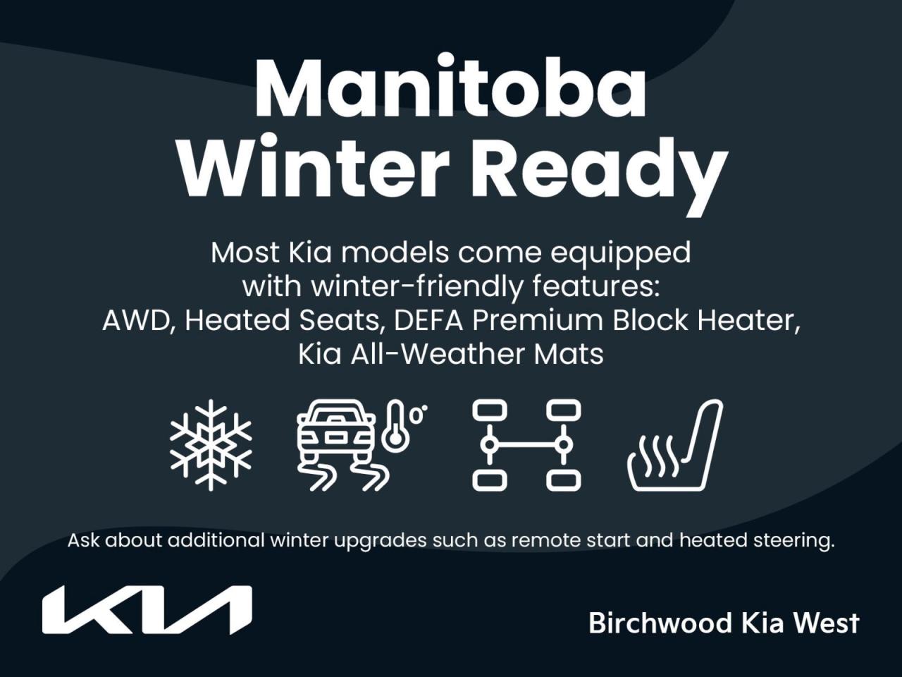 Experience is Everything at Birchwood Kia West!  It is our mission to provide the most transparent and time efficient sales process out of any Manitoba Kia Dealer!  Come visit us and see for yourself why we have a 4.4 star google rating!
Experience the future of driving with the all-new 2026 Kia K4 EX! This cutting-edge sedan combines sleek design with advanced technology to deliver an unparalleled driving experience.

Key Features:
- Azure Blue exterior paired with a sophisticated Black interior
- Efficient 2.0L 4-cylinder engine with Front-Wheel Drive
- Smart Cruise Control with Stop & Go for effortless highway driving
- Dual Zone Front Automatic Air Conditioning for personalized comfort
- Blind-spot Collision-Avoidance Assist and Rear Cross-Traffic Collision Avoidance for enhanced safety
- 17 Black Machined Alloy Wheels for a bold stance
- Wireless Phone Charger to keep you connected on the go

At Birchwood Kia West, were committed to providing you with a transparent and efficient car-buying experience. Ready to embrace the future of driving? Reserve your 2026 Kia K4 EX today, start your purchase online, or contact us to schedule a test drive. Experience is everything, and were here to make yours exceptional!
ADDITIONAL ACCESSORIES INCLUDED: 

*Kia Genuine All-Weather Floor Mats
*Premium DEFA Block Heater
*Kia Genuine Wheel Locks
*Kia Genuine Touch-Up Paint

You might qualify for additional savings on your purchase! Ask us about our:

$500 Grad Program
$750 Mobility Assistance Program
$500 Military Benefit
1% Loyalty Rate Reduction 

FIND MORE INFORMATION AND VIEW MORE OPTIONS

*Visit us! Birchwood Kia West in the Birchwood Auto Park. Portage Ave & The Perimeter!
*Visit www.birchwoodkiawest.ca
*Contact our sales department at (204) 888-4542

*Whenever possible, the vehicle photos shown are of the ACTUAL vehicle. This provides the best online shopping experience for our valued customers.
*Price includes all options, fees, and levies. No additional charges are applied.
*Additional fees may apply to select finance and lease options. 
*Dealer Permit #4302
Dealer permit #4302