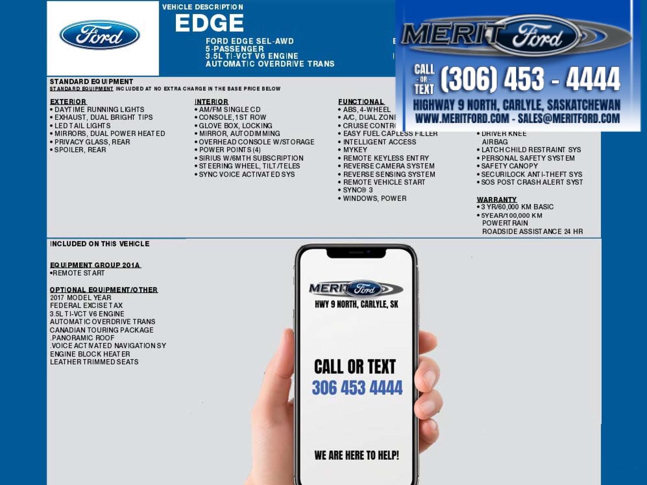 2017 Ford Edge SEL 3.5L TI-VCT V6 201A ++ Photo2