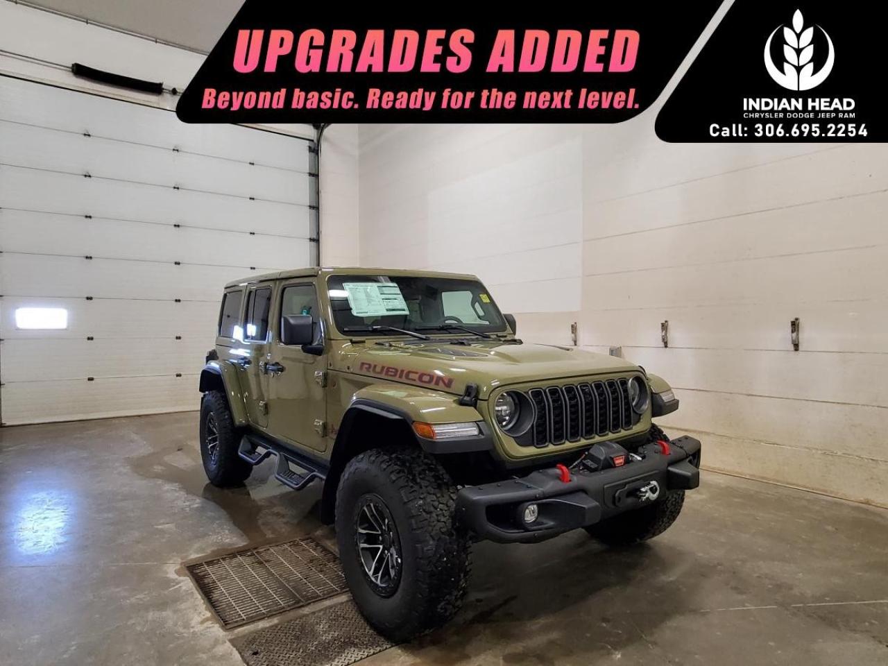 <p>Experience the thrill of driving the new 2025 Jeep Wrangler Rubicon X in striking color with its robust 4x4 drivetrain and exceptional handling capabilities. The Wrangler's iconic body-type design commands attention on any road, while the body-colour three-piece hardtop adds a touch of rugged sophistication.</p><p>Step inside to find a well-appointed interior in classy black, featuring front heated seats that promise comfort on every adventure. The leatherette steering wheel is heated, ensuring a warm grip in colder climates. This SUV doesn't just promise styleit delivers on features too, with a rear window defroster, rear window wiper with washer, and steel front and rear bumpers for enhanced durability. Its impressive styling is complemented by alloy wheels and heated mirrors.</p><p>Advanced technology ensures you're always at the forefront with a cutting-edge navigation system, Bluetooth connectivity, and a luxurious Alpine Premium Audio System for an immersive sound experience. The integrated off-road camera and Park-Sense Rear Park Assist System add layers of convenience and safety, while the blind-spot and cross-path detection system and adaptive cruise control keep you secure on the go. Easily control your garage door with the universal opener, and enjoy the benefits of a wi-fi hotspot and smart device integration on your journeys. Plus, the backup camera makes parking a breeze.</p><p>The 2025 Jeep Wrangler Rubicon X is perfect for adventurers and families who crave both power and comfort. Contact our dealership now to learn more and arrange a test drive of this extraordinary SUV. Don't miss the opportunity to own a vehicle that blends unmatched style, technology, and rugged performance.</p>