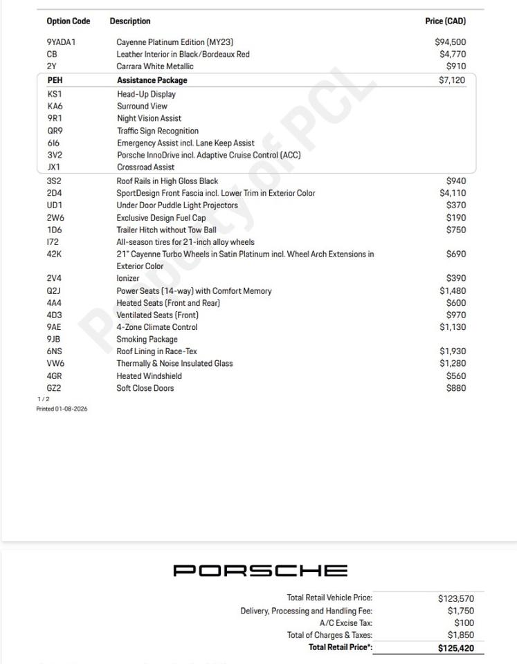 2023 Porsche Cayenne PLATINUM | SUPPORT DESIGN & ASSISTANCE PKG | 21 IN Photo