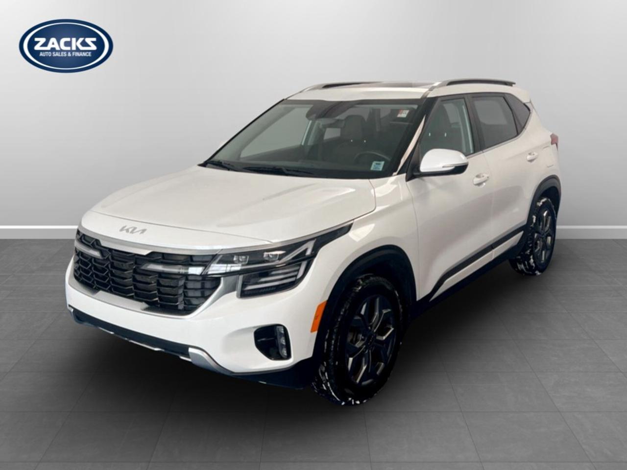 New Price! 2024 Kia Seltos EX AWD EX | Leather seats | Sunroof | Zacks Certified. CVT AWD Snow White Pearl 2.0L I4 MPI DOHC 16V LEV3-ULEV70 146hp<br /><br /><br />17''' Alloy Wheels, 6 Speakers, ABS brakes, Air Conditioning, Alloy wheels, AM/FM radio, Apple CarPlay & Android Auto, Automatic temperature control, Electronic Stability Control, Exterior Parking Camera Rear, Front fog lights, Heated door mirrors, Heated Front Bucket Seats, Heated front seats, Heated steering wheel, Illuminated entry, Leather Shift Knob, Leather steering wheel, Low tire pressure warning, Power moonroof, Power windows, Radio: AM/FM 8''' Display Audio, Remote keyless entry, Sofino Leather Seat Trim, Telescoping steering wheel, Tilt steering wheel, Traction control, Turn signal indicator mirrors.<br /><br />Certification Program Details: Fresh 2 Yr MVI | 30 day warranty* | 110 point inspection | Full tank of fuel | Krown rustproofed | Flexible financing options | Professionally detailed<br /><br />This vehicle is Zacks Certified! You're approved! We work with you. Together we'll find a solution that makes sense for your individual situation. Please visit us or call 902 843-3900 to learn about our great selection.<br /><br />With 22 lenders available Zack's Auto Sales can offer our customers with the lowest available interest rate. Thank you for taking the time to check out our selection!