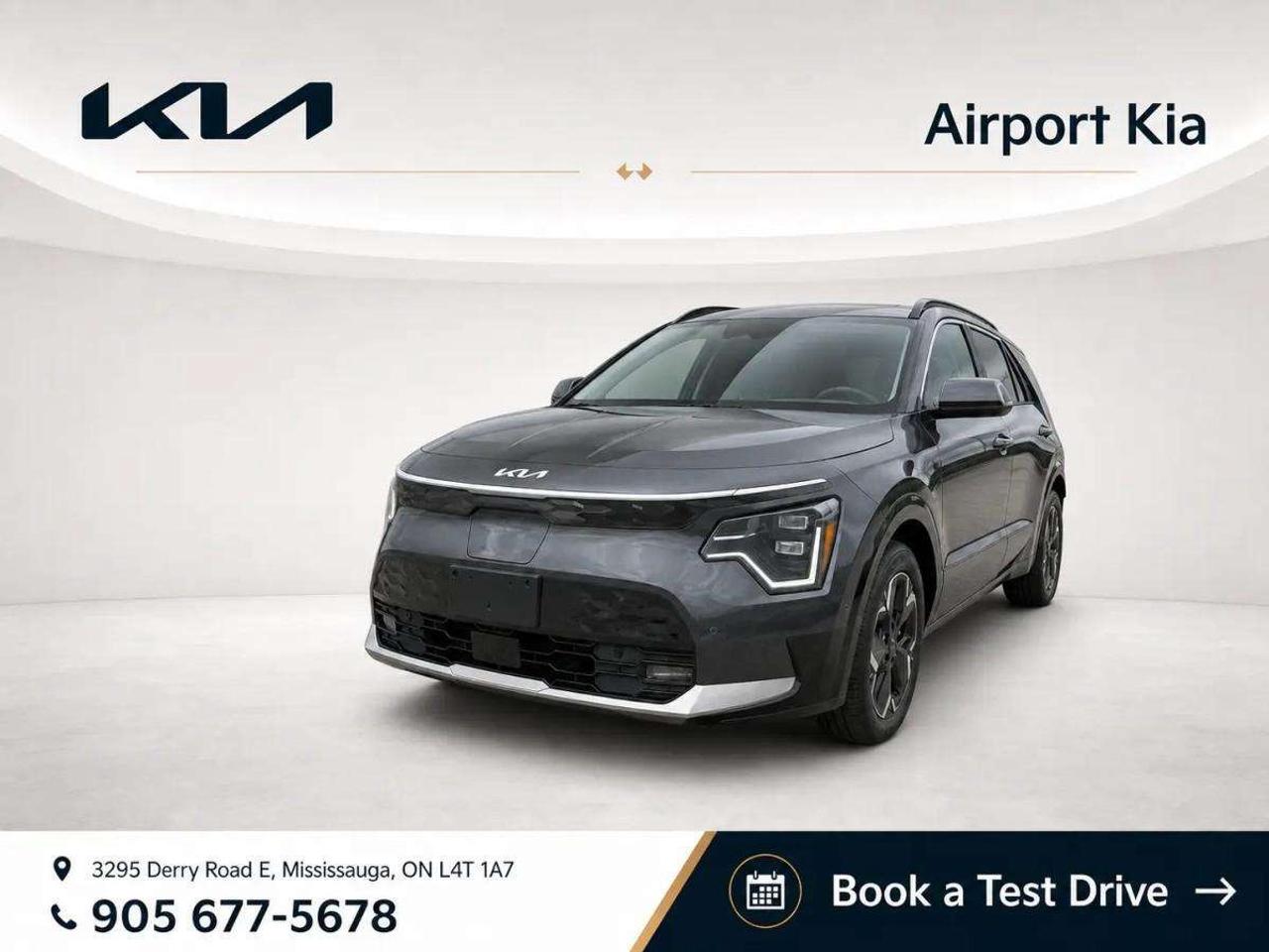 NIRO EV LIMITED, BRAND NEW, <br> Heads Up Display, Remote Smart Parking Assist,<br>Odometer is 72326 kilometers below market average!<br>2023 Kia Niro EV FWD<br>1-Speed Automatic Electric Motor<br><br>**ABOVE IS THE SPECIAL FINANCING PRICE, $1500 MORE FOR CASH PURCHASES** PLEASE CALL AHEAD TO CHECK AVAILABILITY** We believe in a haggle-free environment and provide our best price upfront. We compare our vehicles with competing inventory and adjust our prices daily. At Airport Kia, our team is dedicated to providing exceptional customer service and making your car buying and ownership experience as smooth and enjoyable as possible. From our knowledgeable sales associates who are always ready to help you find the perfect vehicle for your needs and budget, to our expert technicians who are committed to keeping your Kia running smoothly and efficiently, our team is here to meet all of your automotive needs and exceed your expectations. Were proud to be a family-owned dealership, and we treat every customer like family too. That means personalized service tailored to your needs, a warm and welcoming atmosphere, and a commitment to honesty, integrity, and transparency in all of our interactions. So when you choose Airport Kia, you can rest assured that youre in good hands with our team. Visit us today at 3295 Derry Road East, Mississauga, Ontario L4T 1A8 or give us a call at 905-677-5678 to experience the Airport Kia difference for yourself.<br><br><br>Airport Kia is proud to serve Toronto, Ottawa, Mississauga, Brampton, Hamilton, London, Markham, Vaughn, Kitchener, Richmond Hill, Burlington, Sudbury, Oshawa, Barrie, St. Catharines, Guelph, Cambridge, Kingston, Thunder Bay, Waterloo, Brantford, Pickering, Niagara Falls, Peterborough, Sault Ste. Marie, Sarnia, North Bay, Belleville, Timmins, Woodstock, St. Thomas, Stratford, Orillia, Owen Sound. Aurora, Milton, Oakville, Parry Sound, Whitby. Our used car may include: Mercedes-Benz, Sprinter, AMG, BMW, MINI, Jaguar, Land Rover, Chrysler, Dodge, Jeep, RAM, FIAT, Ford, Lincoln, Honda, Lexus, Toyota, Mazda, Chevrolet, Buick, GMC, and Corvette, With over 23 brands we look forward to serving all your automotive needs!