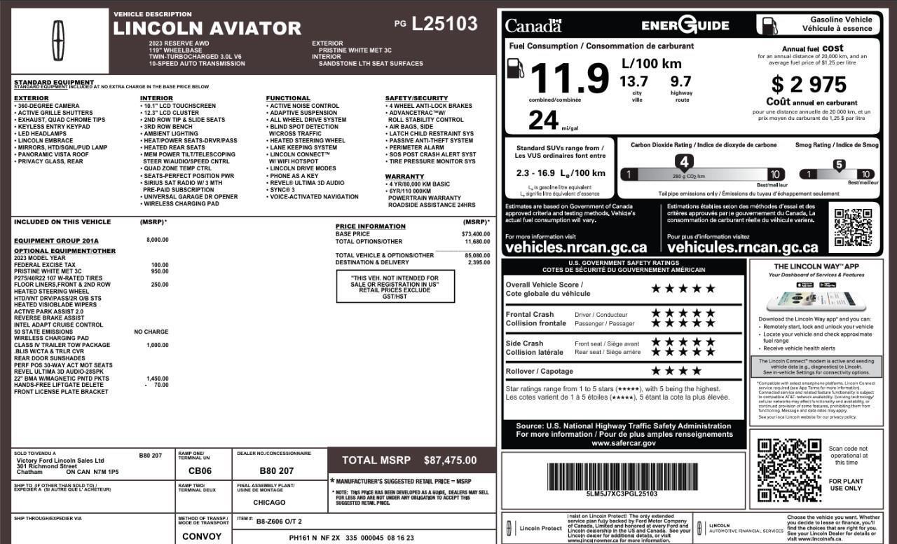 2023 Lincoln Aviator Reserve 201A   Massaging Seats   ACC Photo