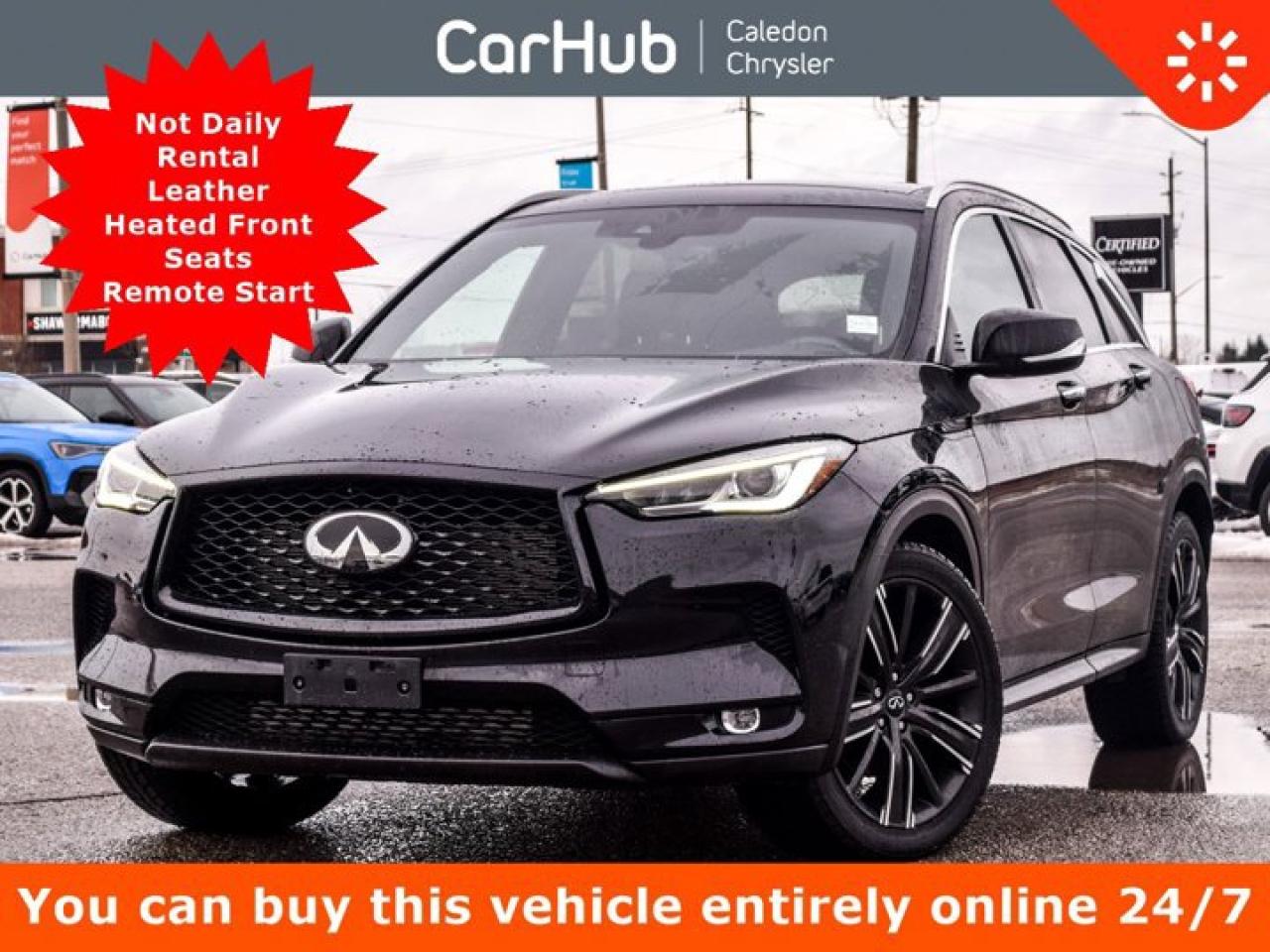 Trustworthy and worry-free, this 2022 INFINITI QX50 LUXE I-LINE AWD comfortably packs in your passengers and their bags with room to spare. Tire Specific Low Tire Pressure Warning, Side Impact Beams, Restricted Driving Mode/Alerts, RearView Monitor Back-Up Camera, Rear Parking Sensors.Our advertised prices are for consumers (i.e. end users) only.

 

Not Former Daily Rental

This vehicle is in excellent condition and has passed a multi point inspection. Vehicle detailed.

 

 

Let the INFINITI QX50 AWD Put Your Familys Safety First 
Rear Child Safety Locks, ProPILOT Assist, Predictive Forward Collision Warning w/Forward Emergency Braking (FEB), Outboard Front Lap And Shoulder Safety Belts -inc: Rear Centre 3 Point, Height Adjusters and Pretensioners, Lane Departure Prevention w/Active Lane Control Lane Keeping Assist, Lane Departure Prevention w/Active Lane Control Lane Departure Warning, Emergency Sos Capability, Electronic Stability Control (ESC), Dual Stage Driver And Passenger Seat-Mounted Side Airbags, Dual Stage Driver And Passenger Front Airbags, Driver And Passenger Knee Airbag and Rear Side-Impact Airbag, Curtain 1st And 2nd Row Airbags, Collision Mitigation-Front, Blind Spot Intervention (BSI) Blind Spot, Airbag Occupancy Sensor, ABS And Driveline Traction Control.

 

Loaded with Additional Options

Remote Start

Smart Device Integration

Power Panoramic Sunroof

Heated Front Bucket Seats

Power Liftgate Rear Cargo Access

Leather-Appointed Seating Surfaces

Blind Spot Intervention (BSI) Blind Spot

Dual Zone Front Automatic Air Conditioning

Heated Leather/Metal-Look Steering Wheel

Lane Departure Prevention w/Active Lane Control Lane Keeping Assist

Lane Departure Prevention w/Active Lane Control Lane Keeping Assist

Radio: INFINITI InTouch Dual Display System -inc: INFINITI InTouch services, upper 8 and lower 7 HD touch screens, Siri Eyes Free, wireless Apple CarPlay, Android Auto, HD radio technology, SiriusXM radio w/advanced audio features and 90-day complimentary trial, INFINITI voice recognition, Wi-Fi hotspot, active noise cancellation and rear centre console Type-C USB port, Mobile Hotspot Internet Access, HomeLink Garage Door Transmitter, 8-way power front seats w/4-way driver power lumbar, Wireless Phone Connectivity,Valet Function, Trunk/Hatch Auto-Latch, Trip Computer, Transmission: Continuously Variable (CVT), Transmission w/Driver Selectable Mode, Sequential Shift Control w/Steering Wheel Controls and Oil Cooler.

 

Drive Happy with CarHub
*** All-inclusive, upfront prices -- no haggling, negotiations, pressure, or games

*** Purchase or lease a vehicle and receive a $1000 CarHub Rewards card for service

*** Purchase this vehicle fully online on CarHub websites

 

Transparency Statement
Online prices and payments are for finance purchases -- please note there is a $850 finance/lease fee. Cash purchases for used vehicles have a $2,350 surcharge (the finance price + $2,350), however cash purchases for new vehicles only have tax and licensing extra -- no surcharge. NEW vehicles priced at over $100,000 including add-ons or accessories are subject to the additional federal luxury tax. While every effort is taken to avoid errors, technical or human error can occur, so please confirm vehicle features, options, materials, and other specs with your CarHub representative. This can easily be done by calling us or by visiting us at the dealership. CarHub used vehicles come standard with 1 key. If we receive more than one key from the previous owner, we include them with the vehicle. Additional keys may be purchased at the time of sale. Ask your Product Advisor for more details. Payments are only estimates derived from a standard term/rate on approved credit. Terms, rates and payments may vary. Prices, rates and payments are subject to change without notice. Please see our website for more details.