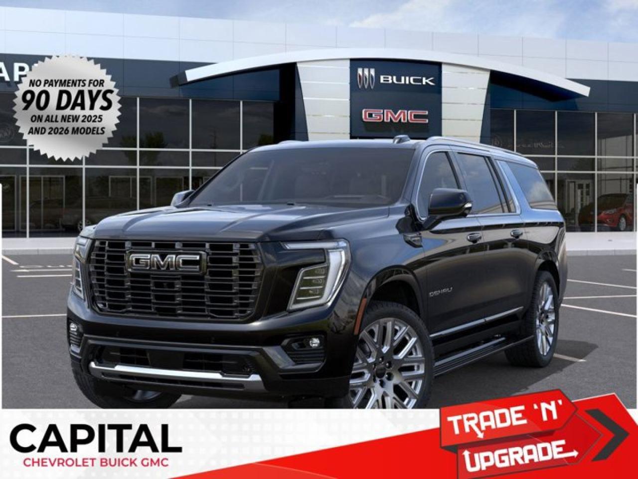 This GMC Yukon XL delivers a Gas V8 6.2L/ engine powering this Automatic transmission. TRANSMISSION, 10-SPEED AUTOMATIC electronically controlled with overdrive, includes Traction Select System including tow/haul (STD), NIGHT VISION, THERMAL IMAGING including daytime functionality, includes (ZM1) Enhanced Trailering Technology Package, LPO, PREMIUM FLOOR LINERS, 1ST AND 2ND ROWS WITH BRAND BADGING (dealer-installed).*This GMC Yukon XL Comes Equipped with These Options *LPO, FLOOR LINER PACKAGE (dealer-installed) (Includes (AAK) 1st and 2nd row premium floor liners, LPO, (RIB) 3rd row all-weather floor liners, LPO and (CAV) all-weather cargo mat, LPO.) , LPO, ALL-WEATHER CARGO MAT (dealer-installed), ENGINE, 6.2L ECOTEC3 V8 with Dynamic Fuel Management, Direct Injection and Variable Valve Timing, includes aluminum block construction (420 hp [313 kW] @ 5600 rpm, 460 lb-ft of torque [624 Nm] @ 4100 rpm) (STD), ENGINE BLOCK HEATER, DENALI ULTIMATE PREFERRED EQUIPMENT GROUP Includes Standard Equipment, 3 YEARS SIRIUSXM SiriusXM Extended Service subscription will stop at the end of the applicable subscription period unless you decide to continue service. Plan is non-transferable and non-refundable. Service subject to the SiriusXM Customer Agreement and Privacy Policy, visit siriusxm.ca/terms to see complete terms and how to cancel which includes online methods or calling 1-888-539-7474. Some services, content and features are subject to device capabilities, an active data connection enabled in the vehicle and location availability. All fees, content and features are subject to change. Content varies by subscription plan. SiriusXM and related logos are trademarks of Sirius XM Radio Inc. and its respective subsidiaries.), Wireless Phone Charging, for portable devices, Wireless Apple CarPlay/Wireless Android Auto, Wipers, front intermittent, Rainsense, Wiper, rear intermittent.* Visit Us Today *For a must-own GMC Yukon XL come see us at Capital Chevrolet Buick GMC Inc., 13103 Lake Fraser Drive SE, Calgary, AB T2J 3H5. Just minutes away!