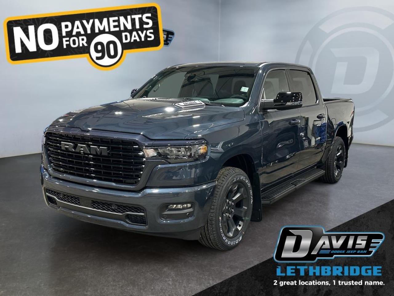 <b>Navigation, Apple CarPlay, Android Auto, 360 Camera, Heated Seats!</b><br /> <br /> <br /> <br />Dominate workdays and weekends alike with the 2026 Ram 1500, where capability meets class. <br /> <br />The Ram 1500's unmatched luxury transcends traditional pickups without compromising its capability. Loaded with best-in-class features, it's easy to see why the Ram 1500 is so popular. With the most towing and hauling capability in a Ram 1500, as well as improved efficiency and exceptional capability, this truck has the grit to take on any task.<br /> <br />This Forged Blue Metallic Crew Cab 4X4 pickup has an Automatic transmission and is powered by a 420HP 3.0L Straight 6 Cylinder Engine. <br /> <br /> Our 1500's trim level is Sport. This Ram 1500 in Sport trim rewards you with front heated seats, a leather-wrapped heated steering wheel, a 360 camera system, a 10-speaker Alpine audio, and a 12-inch infotainment screen with inbuilt navigation, Apple CarPlay and Android Auto, and 4G LTE Wi-Fi hotspot. Additional features include class IV towing equipment, aluminum wheels, power adjustable pedals, intersection collision assist, evasion assist, lane keep assist with lane departure warning, and even more! This vehicle has been upgraded with the following features: Navigation, Apple CarPlay, Android Auto, 360 Camera, Heated Seats, Heated Steering Wheel, Aluminum Wheels.<br /><br /> <br />To apply right now for financing use this link: <a href=https://www.bridgecitychrysler.com/pre-approval/ target=_blank rel=nofollow noopener noreferrer>https://www.bridgecitychrysler.com/pre-approval/</a><br /><br /> <br /><br />As a premier Chrysler, Dodge, Jeep and RAM dealership, Bridge City Chrysler proudly offers an extensive selection of new and used vehicles to meet every drivers needs. Customers across Lethbridge, Fort Macleod, Taber, Claresholm, Coaldale, and beyond trust us for daily vehicle specials, certified service and parts, and a seamless online inventory experience. <br /><br /> With competitive financing options and expert support, we make car buying easy and enjoyable. <br /><br /> Ready to hit the road? Schedule your test drive today at Bridge City Chrysler, your trusted Chrysler, Dodge, Jeep and RAM dealer in Lethbridge, Alberta.<br /><br /> Vehicle pricing offer shown expires 2026-01-31. <br /> Come by and check out our fleet of 80+ used cars and trucks and 130+ new cars and trucks for sale in Lethbridge. o~o