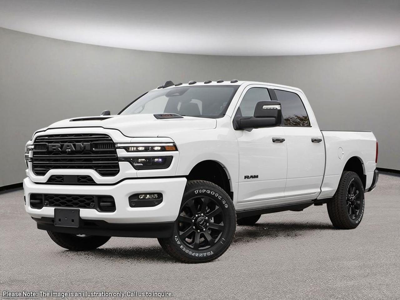 Experience the uncompromising power and luxury of the 2026 Ram 3500 Laramie 4x4 Crew Cab 64 Box in brilliant White with a sleek Black interior. Powered by the robust 6.7L Cummins I-6 HO Turbo Diesel and paired with an 8-speed TorqueFlite automatic transmission, this truck delivers exceptional torque and towing capability up to heavy-duty standards.Step inside to premium Leather-Faced Bucket Seats with power-adjustable lumbar support, ventilated and heated front seats, and an advanced Uconnect 5 Navigation system on a vivid 12 touchscreen. Stay connected and comfortable with dual wireless charging, a power sunroof, and cutting-edge safety features including adaptive cruise control, lane management, and forward collision mitigation.Built tough yet refined, the Ram 3500 sports 20 black aluminum wheels wrapped in rugged off-road tires, a sport performance hood, and MOPAR all-weather floor mats. Tackle any job with confidence thanks to Class V towing system, trailer wiring harness, diesel exhaust brake, and trailer tow pages.This truck is technology and capability perfectedready for your toughest workloads and longest drives. Discover the 2026 Ram 3500 Laramie today and command the road like never before. Schedule your test drive at Aurora Dodge now!PRICING ADVERTISED IS REFLECTING THE CASH INCENTIVE AND CANNOT BE STACKED WITHLOW RATEFINANCING, PRICING ADVERTISED CAN BE FINANCED. REACH OUT TO THE SALES TEAM TO GET YOUR QUOTE TAILORED TO HOW YOU WOULD LIKE TO BUYCALL AURORA DODGE NOW AT867-873-4222