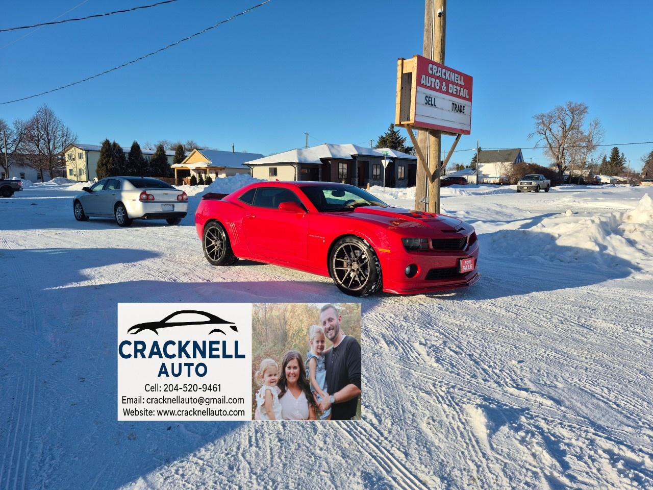 <p>2010 Chevrolet Camaro 2SS RS (local trade) - Clean Title/ Safetied</p><p><span style=color:rgb( 15 , 15 , 15 )>﻿Located in Carberry, but capable of bringing to Brandon. Priced to Sell!</span></p><ul><li><p>6.2L V8 engine</p></li><li><p>Trade Mark Victory Red Color</p></li><li><p>6-speed manual transmission</p></li><li><p>Factory Brembo performance brakes</p></li><li><p>Sport-tuned suspension</p></li><li><p>Dual exhaust system</p></li><li><p>Remote Starter</p></li></ul><h3>2SS Package Features</h3><ul><li><p>Leather-appointed seating</p></li><li><p>Heated front seats</p></li><li><p>Power-adjustable front seats</p></li><li><p>Heads-up display (HUD)</p></li><li><p>Boston Acoustics premium audio system</p></li><li><p>Steering wheel-mounted controls</p></li><li><p>Automatic climate control</p></li></ul><h3>RS Package Features</h3><ul><li><p>HID headlights</p></li><li><p>LED halo daytime running lights</p></li><li><p>Rear decklid spoiler</p></li><li><p>20-inch factory alloy wheels</p></li><li><p>RS-specific exterior accents</p></li></ul><h3>Interior & Convenience</h3><ul><li><p>Keyless entry</p></li><li><p>Power windows and door locks</p></li><li><p>Cruise control</p></li><li><p>Tilt and telescoping steering wheel</p></li><li><p>Premium interior trim</p></li><li><p>Split-folding rear seats</p></li></ul><h3>Exterior</h3><ul><li><p>Aggressive factory body styling</p></li><li><p>Factory rear spoiler</p></li><li><p>20-inch alloy wheels</p></li><li><p>Clear headlight lenses and taillights</p></li></ul><p></p><p>Warranty Available /Trades Welcome /<span style=color:rgb( 15 , 15 , 15 )>delivery available.</span></p><p></p><p>Call/Text<u> 204-520-9461</u></p><p></p><p>Dealer #5905</p><p></p><p><strong>Vehicle available for dealer trading, perfect subprime car</strong></p><p></p><p>Treaty cards accepted - 7 Day insurances available meaning you can drive home the same day even if MPI is closed (good for weekends and after hours)</p>
