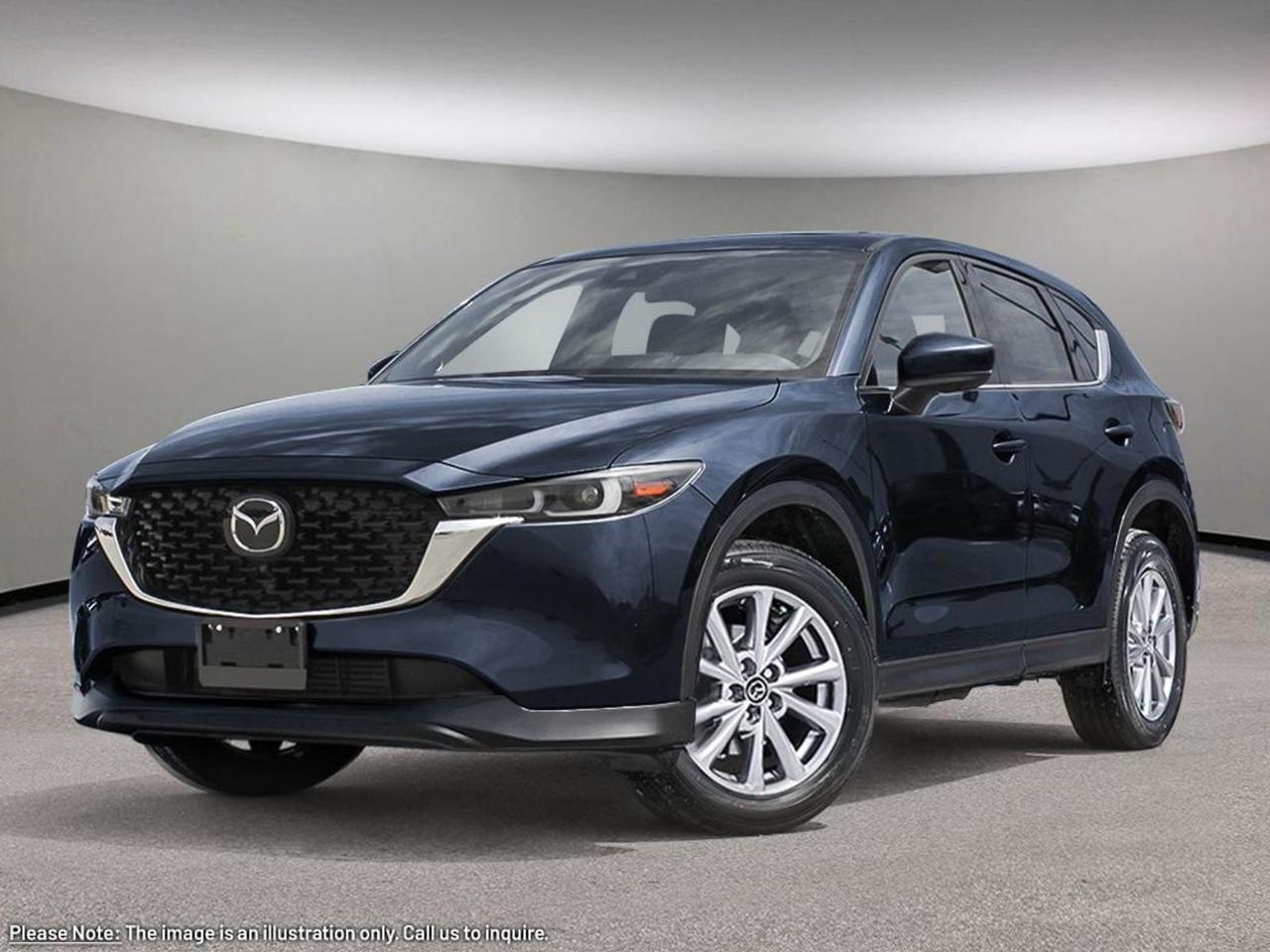 Discover the all-new 2025 Mazda CX-5 GS AWD in stunning Blue with a sleek Black leather interiorwhere style meets performance. Powered by a responsive 2.5L SKYACTIV-G engine paired with a smooth 6-speed automatic transmission and advanced all-wheel drive, this SUV delivers confident handling in every condition. Enjoy premium comfort with heated front leather seats, dual-zone climate control, and a versatile 40-20-40 split rear seat for your lifestyle needs. Stay connected and entertained through the 10.2-inch touchscreen with wireless audio streaming and voice controls. Safety is paramount with features like lane departure prevention, blind-spot monitoring, and forward collision mitigation. Combining Mazdas signature driving dynamics with top-tier technology and refined design, the CX-5 GS AWD is ready to elevate your daily drive. Experience it today at Go Mazda!Go Mazda is an AMVIC licensed business.Please note that a new administration fee from Mazda Canada of $795 will apply to finance and cash purchases. effective February 1, 2024.