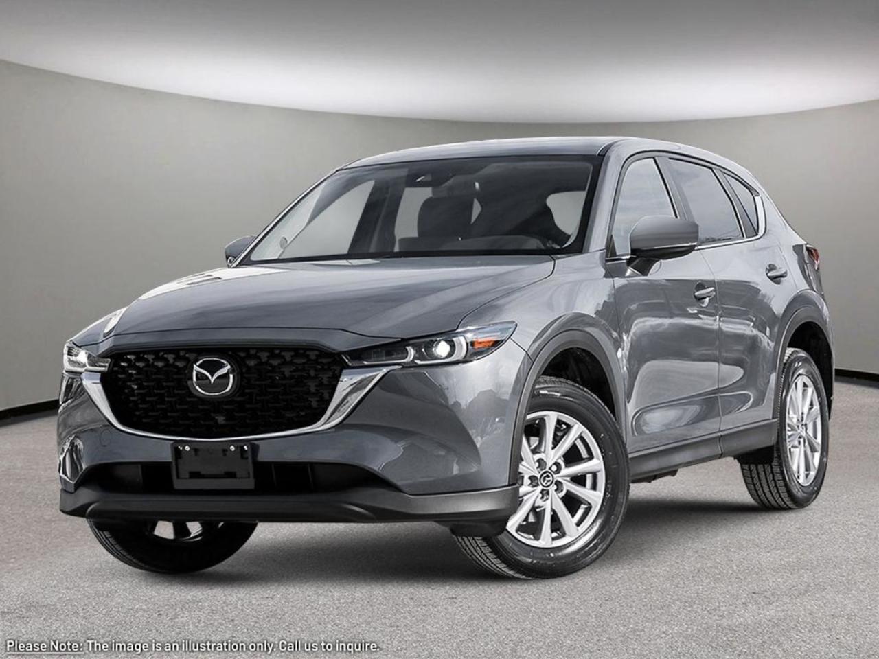 Introducing the all-new 2025 Mazda CX-5 GS AWD in sleek Grey  a perfect blend of style, performance, and advanced technology. Equipped with a responsive 6-speed automatic transmission and automatic full-time all-wheel drive, this CX-5 delivers confident handling and smooth rides in all conditions. Enjoy premium comfort with heated leather seats, dual-zone automatic climate control, and a driver seat with 8-way power adjustments featuring 2-way lumbar support. Stay connected and entertained via the crisp 10.2-inch touchscreen with wireless audio streaming and voice controls. Safety is paramount with lane departure prevention, blind-spot warnings, forward collision mitigation, and a rearview camera all standard. With its sophisticated design, advanced features, and reliable performance, the 2025 Mazda CX-5 GS AWD is ready to elevate your driving experience every day. Visit Go Mazda today and test drive the perfect SUV for your lifestyle!Go Mazda is an AMVIC licensed business.Please note that a new administration fee from Mazda Canada of $795 will apply to finance and cash purchases. effective February 1, 2024.