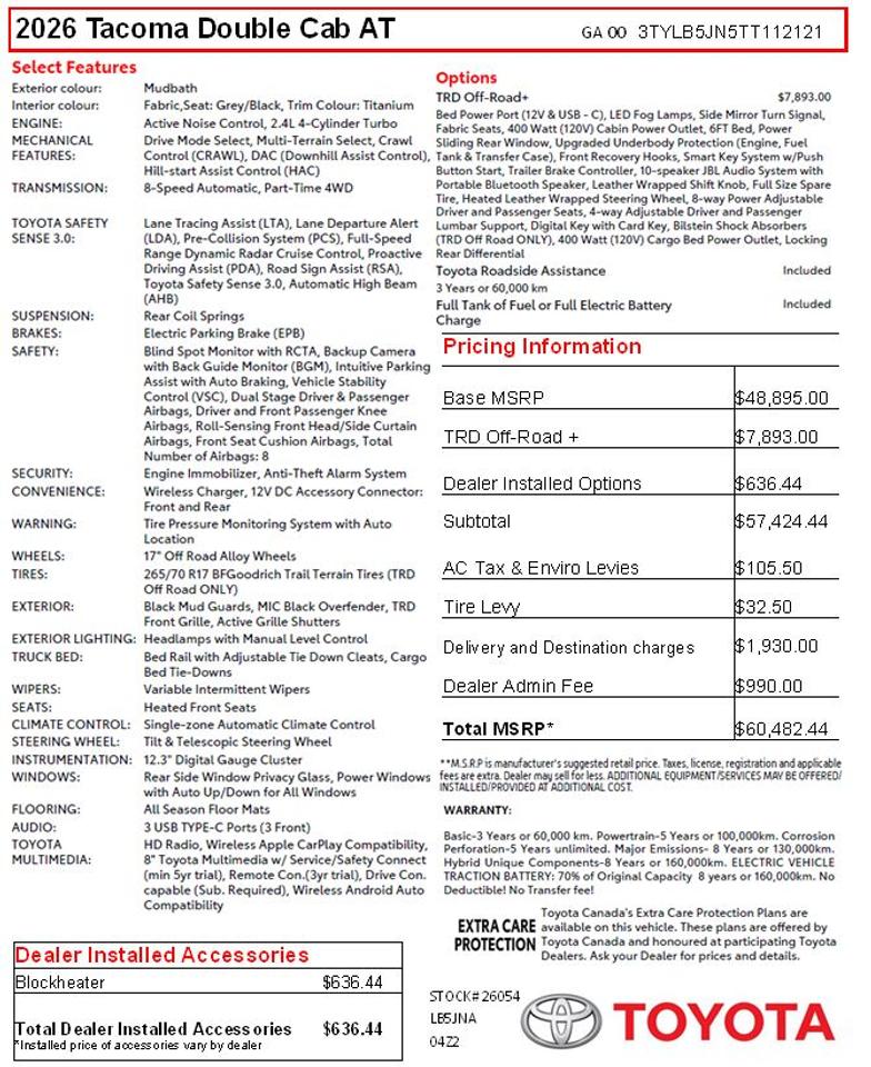 2026 Toyota Tacoma TRD Offroad + Photo2