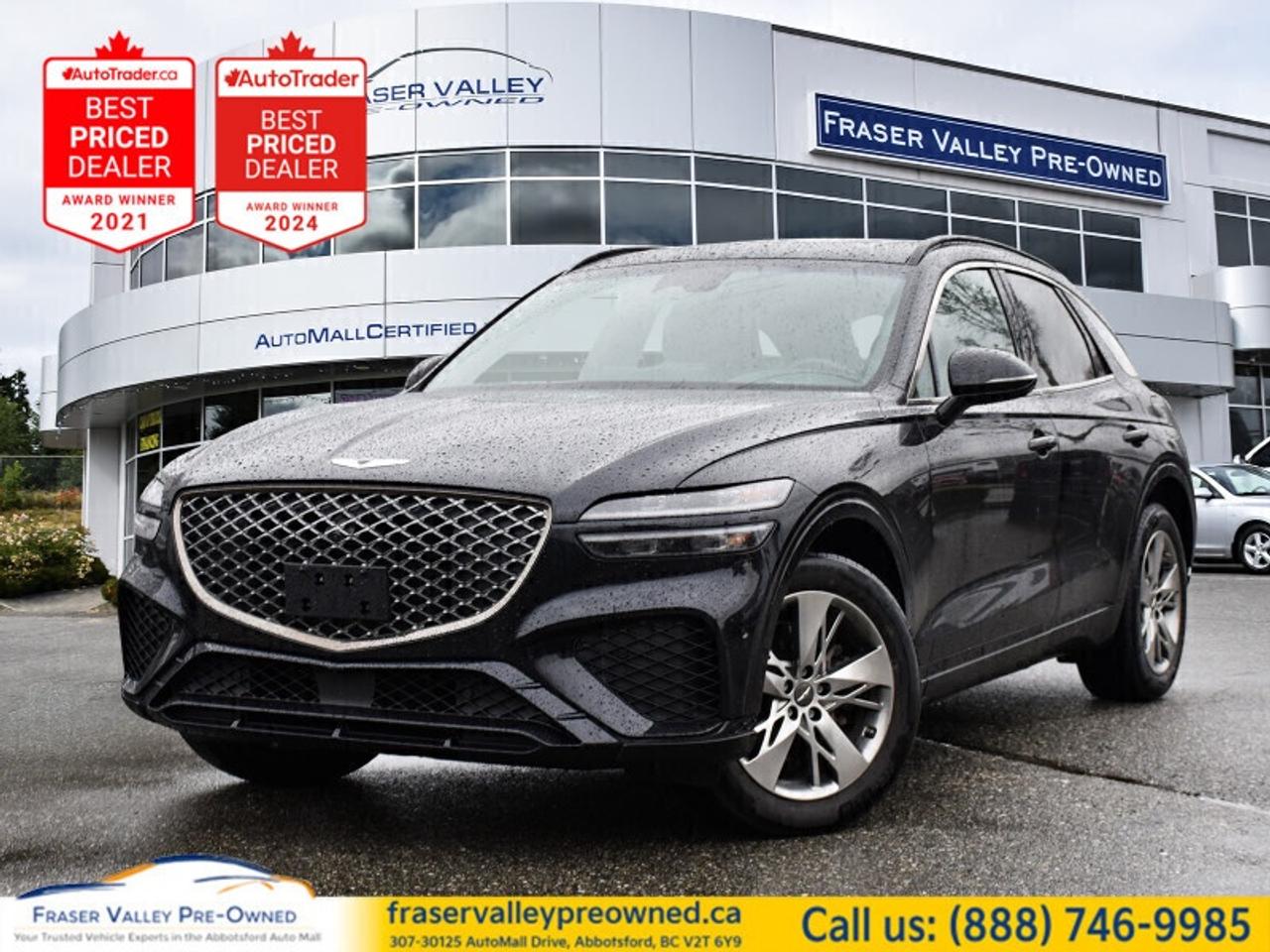 Low Mileage!
 
 Every line, shape and material of this Genesis GV70 was carefully crafted to work in harmony. This 2022 Genesis GV70 is for sale today in Abbotsford. 
 
This Genesis GV70 is a premium SUV that sports an urban design to maximize its athletic elegance, dynamic driving experience, and has an interior that showcases its state?of?the?art technology and futuristic design. For an evolutionary step in luxury, performance and technology, this 2022 GV70 is an obvious choice. This low mileage SUV has just 44,170 km. Its nice in colour. It has a 8 Speed Automatic transmission and is powered by a 300HP 2.5L 4 Cylinder Engine. 
 
 Our GV70s trim level is 2.5T Prestige. Taking things to the next level, this all-wheel drive Genesis GV70 2.5T Prestige comes fully loaded with heads up display, power-heated and cooled Nappa leather seats with an microfibre suede headliner and heated rear seats, a heated leather steering wheel, proximity keyless entry w/fingerprint authentication, a useful power liftgate, remote engine start, Quad LED lighting and wireless device charging. This luxurious SUV also includes a large 14.5 inch HD touchscreen that features built-in navigation, Apple CarPlay, Android Auto, and a premium Lexicon audio system with Genesis Connected Services. Additional premium features include an sport appearance package with stylish aluminum wheels and alloy sport pedals, a panoramic sunroof, blind spot detection with forward collision avoidance, highway driving assist II technology, distance pacing cruise control, lane keep assist, remote smart parking assist, front and rear parking sensors plus a useful 360 camera!
 
To apply right now for financing use this link: https://www.fraservalleypreowned.ca/abbotsford-car-loan-application-british-columbia
 
 

| Our Quality Guarantee: We maintain the highest standard of quality that is required for a Pre-Owned Dealership to operate in an Auto Mall. We provide an independent 360-degree inspection report through licensed 3rd Party mechanic shops. Thus, our customers can rest assured each vehicle will be a reliable, and responsible purchase.  |  Purchase Disclaimer: Your selected vehicle may have a differing finance and cash prices. When viewing our vehicles on third party  marketplaces, please click over to our website to verify the correct price for the vehicle. The Sale Price on third party websites will always reflect the Finance Price of our vehicles. If you are making a Cash Purchase, please refer to our website for the Cash Price of the vehicle.  | All prices are subject to and do not include, a $995 Finance Fee, a $995 Document Fee, and a $150 GPS Lot Security fee.   These fees as well as taxes, are included in all listed listed payment quotes. Please speak with Dealer for full details and exact numbers.  o~o