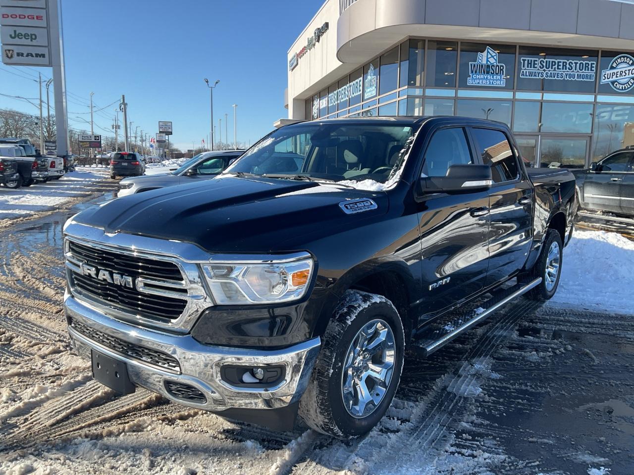 BIG HORN / V8 / ANTI SPIN DIFF / NAV / RMT START / BIG HORN LEVEL 1 / 20" WHEELS & MORE

Introducing the 2020 Ram 1500 Big Horn Crew Cab 4x4 ; a rugged and versatile full-size pickup that balances capability with everyday comfort. The Big Horn trim adds distinctive style and thoughtful convenience features, while 4x4 capability ensures confident performance in all seasons and terrains. With a spacious crew cab and strong towing and hauling capacity, this Ram 1500 delivers dependable performance for work, play, and everything in between. A well-equipped truck built for drivers who want capability, comfort, and style in one package.

Recent Arrival!

Diamond Black Crystal Pearlcoat 2020 Ram 1500 Big Horn/Lone Star 4WD 8-Speed Automatic HEMI 5.7L V8 VVT

**CARPROOF CERTIFIED**.

* PLEASE SEE OUR MAIN WEBSITE FOR MORE PICTURES AND CARFAX REPORTS * Buy in confidence at WINDSOR CHRYSLER with our 95-point safety inspection by our certified technicians. Searching for your upgrade has never been easier. You will immediately get the low market price based on our market research, which means no more wasted time shopping around for the best price, Its time to drive home the most car for your money today. OVER 100 Pre-Owned Vehicles in Stock! Our Finance Team will secure the Best Interest Rate from one of out 20 Auto Financing Lenders that can get you APPROVED! Financing Available For All Credit Types! Whether you have Great Credit, No Credit, Slow Credit, Bad Credit, Been Bankrupt, On Disability, Or on a Pension, we have options. Looking to just sell your vehicle? We buy all makes and models let us buy your vehicle. Proudly Serving Windsor, Essex, Leamington, Kingsville, Belle River, LaSalle, Amherstburg, Tecumseh, Lakeshore, Strathroy, Stratford, Leamington, Tilbury, Essex, St. Thomas, Waterloo, Wallaceburg, St. Clair Beach, Puce, Riverside, London, Chatham, Kitchener, Guelph, Goderich, Brantford, St. Catherines, Milton, Mississauga, Toronto, Hamilton, Oakville, Barrie, Scarborough, and the GTA.


Awards:
  * JD Power Canada Automotive Performance, Execution and Layout (APEAL) Study