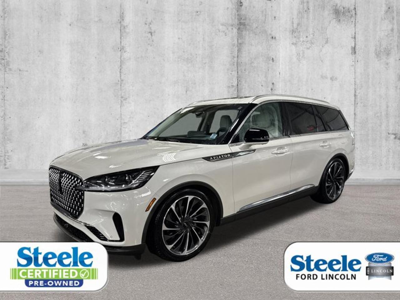 Odometer is 4121 kilometers below market average!Ceramic Pearl Metallic Tri-Coat2025 Lincoln Aviator ReserveAWD 10-Speed Automatic 3.0L V6VALUE MARKET PRICING!!.ALL CREDIT APPLICATIONS ACCEPTED! ESTABLISH OR REBUILD YOUR CREDIT HERE. APPLY AT https://steeleadvantagefinancing.com/6198 We know that you have high expectations in your car search in Halifax. So if youre in the market for a pre-owned vehicle that undergoes our exclusive inspection protocol, stop by Steele Ford Lincoln. Were confident we have the right vehicle for you. Here at Steele Ford Lincoln, we enjoy the challenge of meeting and exceeding customer expectations in all things automotive.