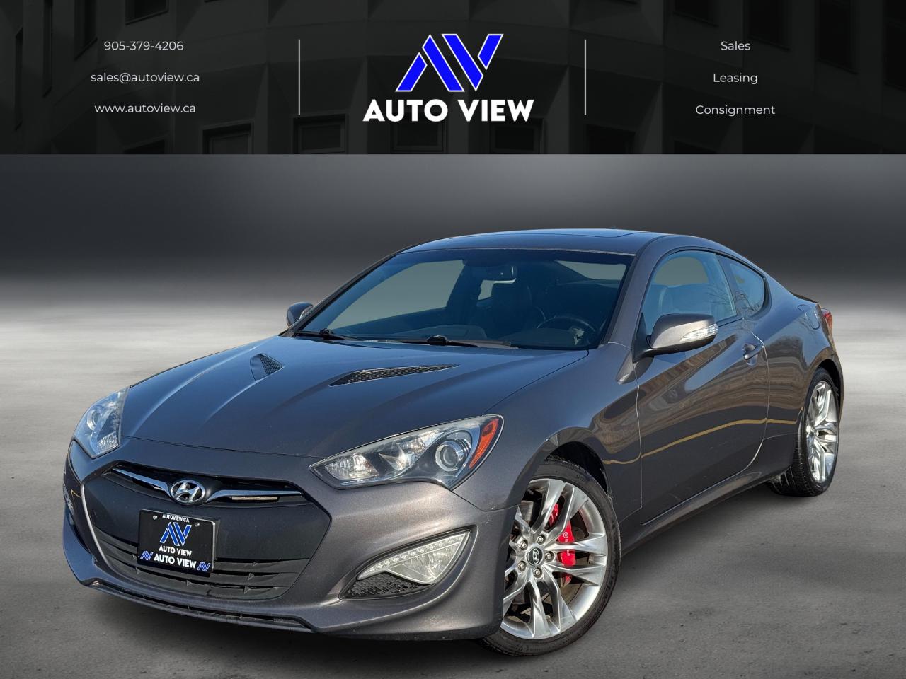 <p dir=ltr>NEW ARRIVAL!!</p><p dir=ltr>2013 Hyundai Genesis Coupe GT!!</p><p dir=ltr>**EXCELLENT SERVICE HISTORY**</p><p dir=ltr>The 2013 Hyundai Genesis Coupe GT (Grand Touring) featured a 3.8L V6 engine with 348 horsepower and 295 lb-ft of torque, paired with either an automatic transmission, offering sporty performance with rear-wheel drive, available leather, heated seats, a sunroof, and features like Bluetooth and steering wheel audio controls, all in a restyled, aggressive-looking coupe body.&nbsp;</p><p dir=ltr><strong>Engine & Performance</strong></p><p dir=ltr><strong>Engine</strong>: 3.8L DOHC V6</p><p dir=ltr><strong>Horsepower</strong>: 348 hp @ 6,400 rpm</p><p dir=ltr><strong>Torque</strong>: 295 lb-ft @ 5,300 rpm</p><p dir=ltr><strong>Transmission:</strong> automatic</p><p dir=ltr><strong>Drivetrain</strong>: Rear-Wheel Drive (RWD)</p><p dir=ltr><strong>Features (GT Trim)</strong></p><p dir=ltr><strong>Interior</strong>: Leather seats, heated front seats, power drivers seat, Bluetooth, steering wheel audio controls, premium audio system.</p><p dir=ltr><strong>Exterior</strong>: Fog lamps, heated mirrors</p><p dir=ltr><strong>Safety</strong>: 4-wheel ABS, Electronic Brake Force Distribution, side-impact & curtain airbags.&nbsp;</p><p dir=ltr>&nbsp;</p><p dir=ltr style=line-height: 1.2; margin-top: 12pt; margin-bottom: 12pt;><span style=font-size: 11pt; font-family: Roboto,sans-serif; color: #000000; background-color: transparent; font-weight: 400; font-style: italic; font-variant: normal; text-decoration: none; vertical-align: baseline; white-space: pre-wrap;>FINANCING AND LEASING AVAILABLE ON ALL CERTIFIED VEHICLES.</span></p><p dir=ltr style=line-height: 1.2; margin-top: 12pt; margin-bottom: 12pt;><span style=font-size: 11pt; font-family: Roboto,sans-serif; color: #000000; background-color: transparent; font-weight: 400; font-style: italic; font-variant: normal; text-decoration: none; vertical-align: baseline; white-space: pre-wrap;>HST and Licensing Fees are to be charged on all vehicles.&nbsp;</span></p><p dir=ltr style=line-height: 1.2; margin-top: 12pt; margin-bottom: 12pt;><span style=font-size: 11pt; font-family: Roboto,sans-serif; color: #000000; background-color: transparent; font-weight: 400; font-style: italic; font-variant: normal; text-decoration: none; vertical-align: baseline; white-space: pre-wrap;>All CERTIFIED vehicles come with a 36-day Safety Guarantee.</span></p><p dir=ltr style=line-height: 1.2; margin-top: 12pt; margin-bottom: 12pt;><span style=font-size: 11pt; font-family: Roboto,sans-serif; color: #000000; background-color: transparent; font-weight: 400; font-style: italic; font-variant: normal; text-decoration: none; vertical-align: baseline; white-space: pre-wrap;>ALL CERTIFIED VEHICLES COME WITH A BRONZE GLOBAL WARRANTY (3 MONTH / 3,000 KM / $1,000 PER CLAIM)</span></p><p dir=ltr style=line-height: 1.2; margin-top: 12pt; margin-bottom: 12pt;><span style=font-size: 11pt; font-family: Roboto,sans-serif; color: #000000; background-color: transparent; font-weight: 400; font-style: italic; font-variant: normal; text-decoration: none; vertical-align: baseline; white-space: pre-wrap;>EXTENDED GLOBAL WARRANTY OPTIONS AVAILABLE ON ALL CERTIFIED VEHICLES.</span></p><p dir=ltr style=line-height: 1.2; margin-top: 12pt; margin-bottom: 12pt;><span style=font-size: 11pt; font-family: Roboto,sans-serif; color: #000000; background-color: transparent; font-weight: 400; font-style: italic; font-variant: normal; text-decoration: none; vertical-align: baseline; white-space: pre-wrap;>Auto View is located at 590 South Service Road Stoney Creek, only minutes off the QEW Exit 83 Fruitland Road!</span></p><p dir=ltr style=line-height: 1.2; margin-top: 12pt; margin-bottom: 12pt;><span style=font-size: 11pt; font-family: Roboto,sans-serif; color: #000000; background-color: transparent; font-weight: 400; font-style: italic; font-variant: normal; text-decoration: none; vertical-align: baseline; white-space: pre-wrap;>Contact us VIA email, call, or text!</span></p><p dir=ltr style=line-height: 1.2; margin-top: 12pt; margin-bottom: 12pt;><span style=font-size: 11pt; font-family: Roboto,sans-serif; color: #000000; background-color: transparent; font-weight: 400; font-style: italic; font-variant: normal; text-decoration: none; vertical-align: baseline; white-space: pre-wrap;>sales@autoview.ca</span></p><p style=line-height: 1.2;><span id=docs-internal-guid-4ac04223-7fff-914d-3829-742cb49c2e1a></span></p><p dir=ltr style=line-height: 1.2; margin-top: 12pt; margin-bottom: 12pt;><span style=font-size: 11pt; font-family: Roboto,sans-serif; color: #000000; background-color: transparent; font-weight: 400; font-style: italic; font-variant: normal; text-decoration: none; vertical-align: baseline; white-space: pre-wrap;>905-379-4206</span></p>
