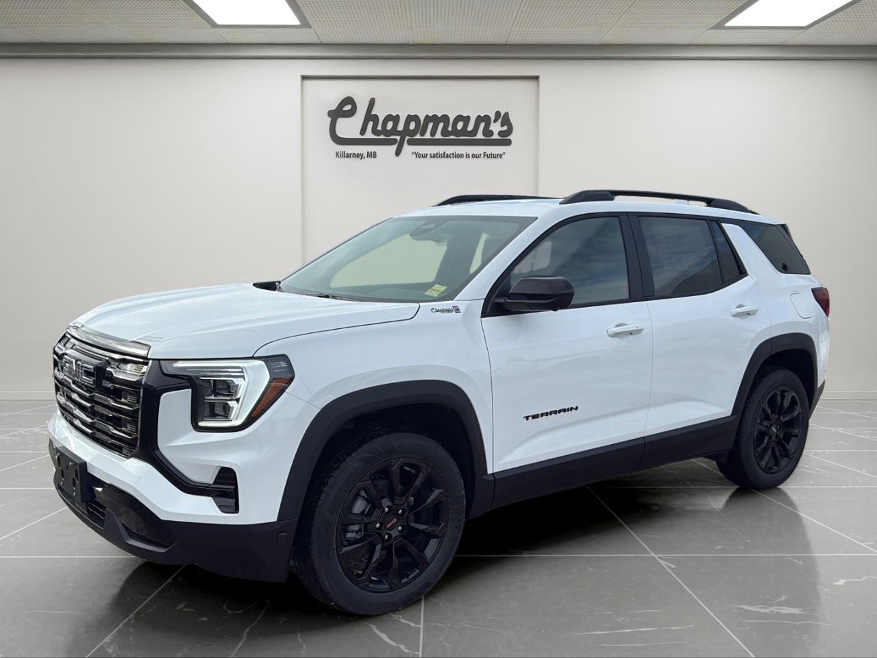 <p>The <strong>2026 GMC Terrain Elevation AWD</strong> blends sharp design, modern technology, and confident all-wheel-drive capability into a refined compact SUV thats ready for everyday life. Finished in classic <strong>Summit White</strong> with a sleek <strong>After Dark interior</strong>, this Terrain Elevation stands out with its sporty blacked-out accents and upscale interior touches.</p><p>Power comes from a responsive <strong>1.5L turbocharged DOHC engine</strong>, paired with a smooth <strong>8-speed automatic transmission</strong>. With <strong>AWD</strong>, <strong>StabiliTrak traction control</strong>, and advanced braking systems, the Terrain delivers confident handling and control in all seasons.</p><h3><strong>Performance & Capability</strong></h3><ul><li><p><strong>1.5L Turbocharged DOHC Engine</strong></p></li><li><p><strong>8-Speed Automatic Transmission</strong></p></li><li><p><strong>All-Wheel Drive (AWD)</strong></p></li><li><p><strong>Engine Block Heater</strong></p></li><li><p><strong>Electronic Stability & Traction Control</strong></p></li></ul><h3><strong>Elevation Premium & Black Edition Styling</strong></h3><p>This Terrain is equipped with premium packages that elevate both comfort and appearance:</p><ul><li><p><strong>Elevation Premium Package</strong> with:</p><ul><li><p>8-way power driver seat with lumbar support</p></li><li><p>Dual-zone automatic climate control</p></li><li><p>Wireless phone charging</p></li><li><p>AutoSense hands-free power liftgate</p></li><li><p>Roof rails & premium CoreTec seat trim</p></li></ul></li><li><p><strong>Black Edition</strong> featuring:</p><ul><li><p><strong>19" high-gloss black aluminum wheels</strong></p></li><li><p>Black roof rails, badging, and GMC emblems</p></li></ul></li></ul><h3><strong>Interior Comfort</strong></h3><ul><li><p><strong>Heated front seats</strong></p></li><li><p><strong>Heated steering wheel</strong></p></li><li><p><strong>Dual-zone automatic climate control</strong></p></li><li><p><strong>Active Noise Cancellation</strong></p></li><li><p><strong>Keyless open & start with remote start</strong></p></li><li><p><strong>60/40 split-folding rear seats</strong></p></li><li><p><strong>Rear deep-tinted windows</strong></p></li></ul><h3><strong>Technology & Connectivity</strong></h3><ul><li><p><strong>15" GMC Premium Infotainment System with Google Built-In</strong></p></li><li><p><strong>Wireless Apple CarPlay & Android Auto</strong></p></li><li><p><strong>11" digital driver information centre</strong></p></li><li><p><strong>SiriusXM (trial included)</strong></p></li><li><p><strong>OnStar Basics (up to 8 years)</strong></p></li></ul><h3><strong>Advanced Safety & Driver Assistance</strong></h3><p>Loaded with GMCs most advanced safety features:</p><ul><li><p><strong>Adaptive Cruise Control</strong></p></li><li><p><strong>Enhanced Automatic Emergency Braking</strong></p></li><li><p><strong>Intersection Automatic Emergency Braking</strong></p></li><li><p><strong>Blind Zone Steering Assist</strong></p></li><li><p><strong>Rear Cross Traffic Braking</strong></p></li><li><p><strong>Reverse Automatic Braking</strong></p></li><li><p><strong>Front Pedestrian & Bicyclist Braking</strong></p></li><li><p><strong>Side Bicyclist Alert</strong></p></li><li><p><strong>Rear Park Assist</strong></p></li><li><p><strong>Safety Alert Seat</strong></p></li></ul><h3><strong>Technology Package II</strong></h3><p>Adds enhanced visibility and awareness:</p><ul><li><p><strong>HD Surround Vision</strong></p></li><li><p><strong>Rear Camera Mirror</strong></p></li><li><p><strong>Traffic Sign Recognition</strong></p></li><li><p><strong>Rear Pedestrian Alert</strong></p></li><li><p><strong>Front Fog Lamps</strong></p></li></ul><h3><strong>Why Choose This Terrain Elevation</strong></h3><p>With its <strong>bold Elevation styling</strong>, <strong>huge 15" touchscreen</strong>, <strong>AWD confidence</strong>, <strong>premium comfort features</strong>, and <strong>class-leading safety technology</strong>, the <strong>2026 GMC Terrain Elevation AWD</strong> is a smart, stylish choice for drivers who want modern design and peace of mind in one well-equipped SUV.</p><p>2 Year/24,000 kilometer* Complimentary Oil Changes (2 total)</p><p>3 Year/60,000 kilometer* Base Warranty Coverage</p><p>5 Year/100,000 kilometer* Powertrain Component Warranty Coverage</p><p>5 Year/100,000 kilometer* Courtesy Transportation and 24/7 Roadside Assistance</p><p>6 Year/160,000 kilometer* Sheet Metal (Rust Through) Perforation Warranty Coverage</p><p>*Whichever Comes First.</p><p>Price Includes Dealer Fee.</p><p>Price Excludes PST & GST.</p><p>Financing Options Available, Call For More Details.</p> <p><strong>*While every reasonable effort is made to ensure the accuracy of this information, we are not responsible for any error or omissions contained on these pages. Please verify any information in question with Chapman Motors Ltd.</strong></p>