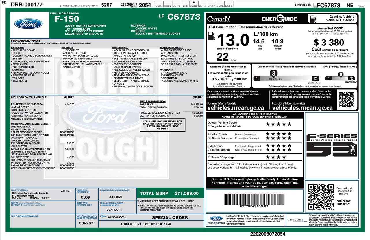 2020 Ford F-150 Lariat 502A|$7K IN OPTIONS|LONGBOX 6.5FT|BLK PKG|STEP|FX4 Photo3
