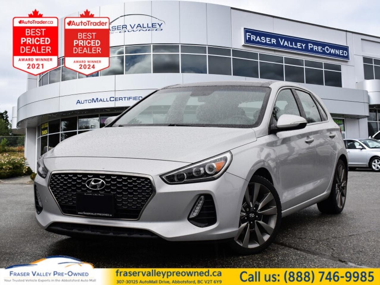 Sunroof, Heated Seats, Rear View Camera, Heated Steering Wheel, Bluetooth, Blind Spot Detection, Aluminum Wheels, Remote Keyless Entry
 
 Everything about the 2018 Hyundai Elantra GT makes sense, says Autoguide.com. This 2018 Hyundai Elantra GT is fresh on our lot in Abbotsford. 
 
The all-new 2018 Elantra GT is the latest member to join the Hyundai Elantra family. This sporty hatchback was designed in Europe and fine-tuned on the infamous Nurburgring race circuit in Germany. Experience precise and responsive handling for a rewarding drive on your daily commute, weekend adventures, and everything else in between. This hatchback has 115,392 km. Its Grey in colour. It has a 7 Speed Automatic transmission and is powered by a 201HP 1.6L 4 Cylinder Engine. 
 
 Our Elantra GTs trim level is Sport. The 2018 Hyundai Elantra GT Sport is a finely tuned family oriented sports hatchback that delivers an adrenaline rush time and time again. Features and options include power door and tailgate locks, perimeter and approach lights, heated side mirrors with turn signal indicator, power sunroof with sunshade, 6 speaker stereo with an 8 inch display, Android Auto, Apple CarPlay, Bluetooth connectivity, power windows front and rear, dual zone front air conditioning, cruise control, heated front power bucket seats, sport leather heated steering wheel, proximity key for entry and push button start, garage door transmitter, remote cargo release, chrome and metal look interior accents, leather trim inserts, blind spot sensor, rear collision alert, low tire pressure warning, rear view camera, ESC, ABS, Driveline traction control and much more.
 
To apply right now for financing use this link: https://www.fraservalleypreowned.ca/abbotsford-car-loan-application-british-columbia
 
 

| Our Quality Guarantee: We maintain the highest standard of quality that is required for a Pre-Owned Dealership to operate in an Auto Mall. We provide an independent 360-degree inspection report through licensed 3rd Party mechanic shops. Thus, our customers can rest assured each vehicle will be a reliable, and responsible purchase.  |  Purchase Disclaimer: Your selected vehicle may have a differing finance and cash prices. When viewing our vehicles on third party  marketplaces, please click over to our website to verify the correct price for the vehicle. The Sale Price on third party websites will always reflect the Finance Price of our vehicles. If you are making a Cash Purchase, please refer to our website for the Cash Price of the vehicle.  | All prices are subject to and do not include, a $995 Finance Fee, a $995 Document Fee, and a $150 GPS Lot Security fee.   These fees as well as taxes, are included in all listed listed payment quotes. Please speak with Dealer for full details and exact numbers.  o~o