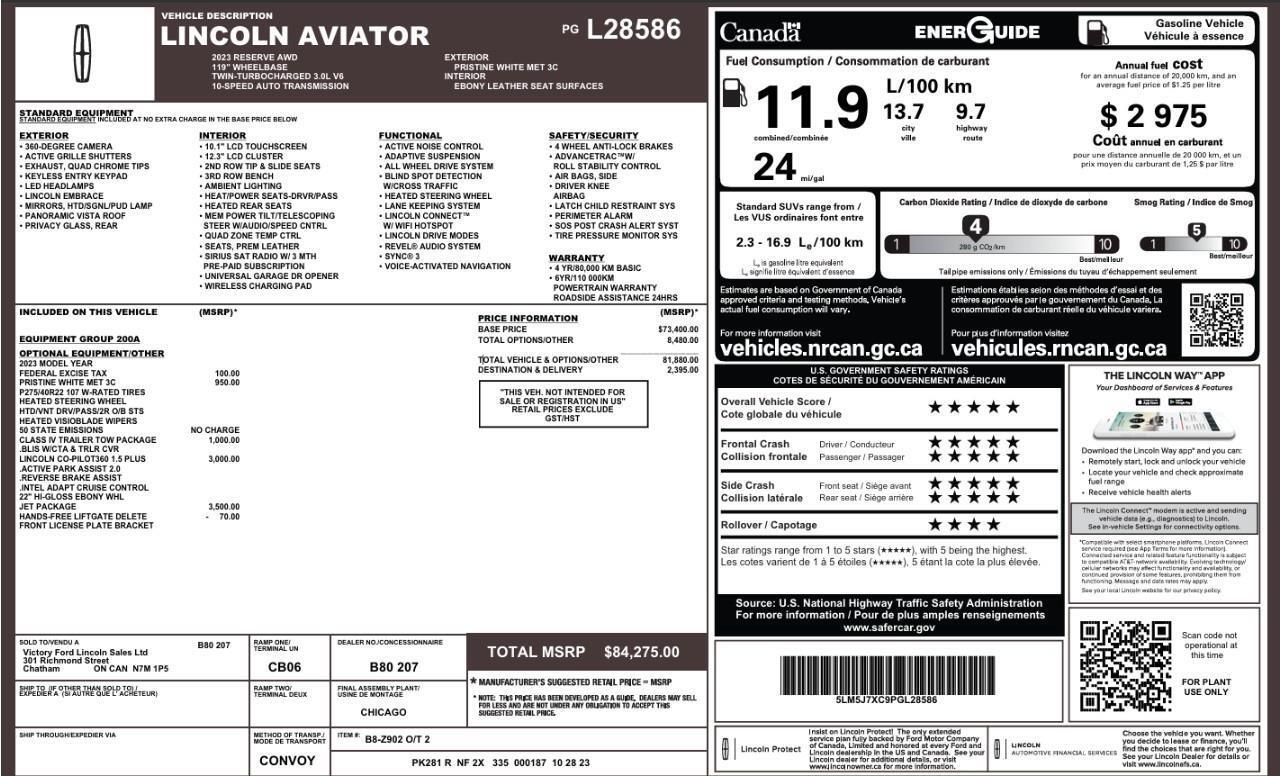 2023 Lincoln Aviator Reserve 200A   Class IV Tow   Jet Package Photo