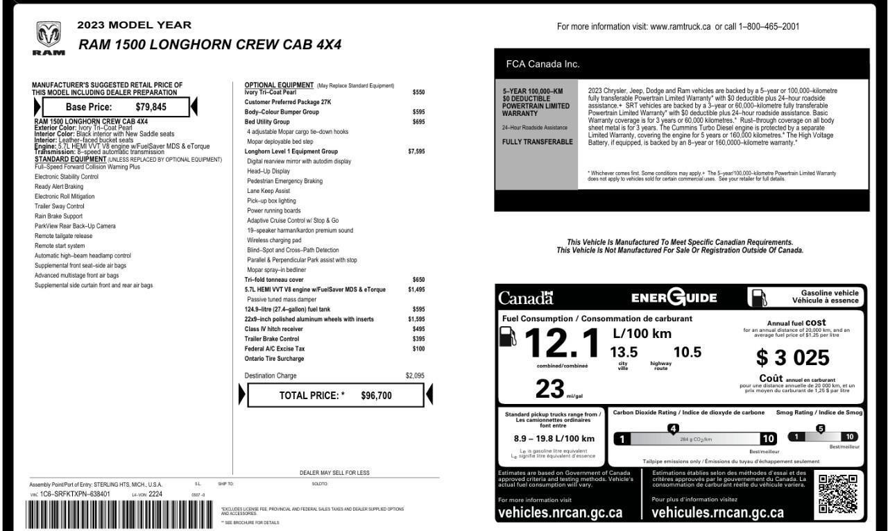 2023 RAM 1500 Limited Longhorn 5.7L Hemi   Longhorn Lv 1 PKG Photo