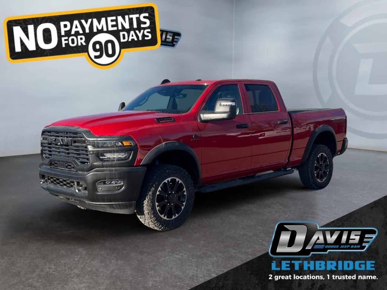 <b>Adaptive Cruise Control, Mobile Hotspot, Collision Mitigation !</b><br /> <br /> <br /> <br />This ultra capable Heavy Duty Ram 2500 is a muscular workhorse ready for any job you put in front of it. <br /> <br />Endlessly capable, this 2026 Ram 2500 pulls out all the stops, and has the towing capacity that sets it apart from the competition. On top of its proven Ram toughness, this Ram 2500 has an ultra-quiet cabin full of amazing tech features that help make your workday more enjoyable. Whether you're in the commercial sector or looking for serious recreational towing rig, this impressive 2500 is ready for anything that you are.<br /> <br />This Flame Red sought after diesel Crew Cab 4X4 pickup has an Automatic transmission and is powered by a Cummins 430HP 6.7L Straight 6 Cylinder Engine. <br /> <br /> Our 2500's trim level is Warlock. This heavy-duty pickup combines strength, durability, and technology to take on tough jobs with ease. Its bold exterior is built for function, featuring tow hooks, fog lamps, and a rugged cargo bed for work or adventure. Inside, the cabin offers a comfortable, tech-forward space with an 8.4-inch Uconnect touchscreen, Apple CarPlay, Android Auto, and Wi-Fi hotspot capability. Convenience features like adaptive cruise control, remote keyless entry, and power accessories enhance everyday usability, while advanced safety systems including Forward Collision Warning, Roll Stability Control, and a ParkView backup camera ensure confidence and control on every drive. This vehicle has been upgraded with the following features: Adaptive Cruise Control, Mobile Hotspot, Collision Mitigation .<br /><br /> <br />To apply right now for financing use this link: <a href=https://www.bridgecitychrysler.com/pre-approval/ target=_blank rel=nofollow noopener noreferrer>https://www.bridgecitychrysler.com/pre-approval/</a><br /><br /> <br /><br />As a premier Chrysler, Dodge, Jeep and RAM dealership, Bridge City Chrysler proudly offers an extensive selection of new and used vehicles to meet every drivers needs. Customers across Lethbridge, Fort Macleod, Taber, Claresholm, Coaldale, and beyond trust us for daily vehicle specials, certified service and parts, and a seamless online inventory experience. <br /><br /> With competitive financing options and expert support, we make car buying easy and enjoyable. <br /><br /> Ready to hit the road? Schedule your test drive today at Bridge City Chrysler, your trusted Chrysler, Dodge, Jeep and RAM dealer in Lethbridge, Alberta.<br /><br /> Vehicle pricing offer shown expires 2026-01-31. <br /> Come by and check out our fleet of 80+ used cars and trucks and 130+ new cars and trucks for sale in Lethbridge. o~o