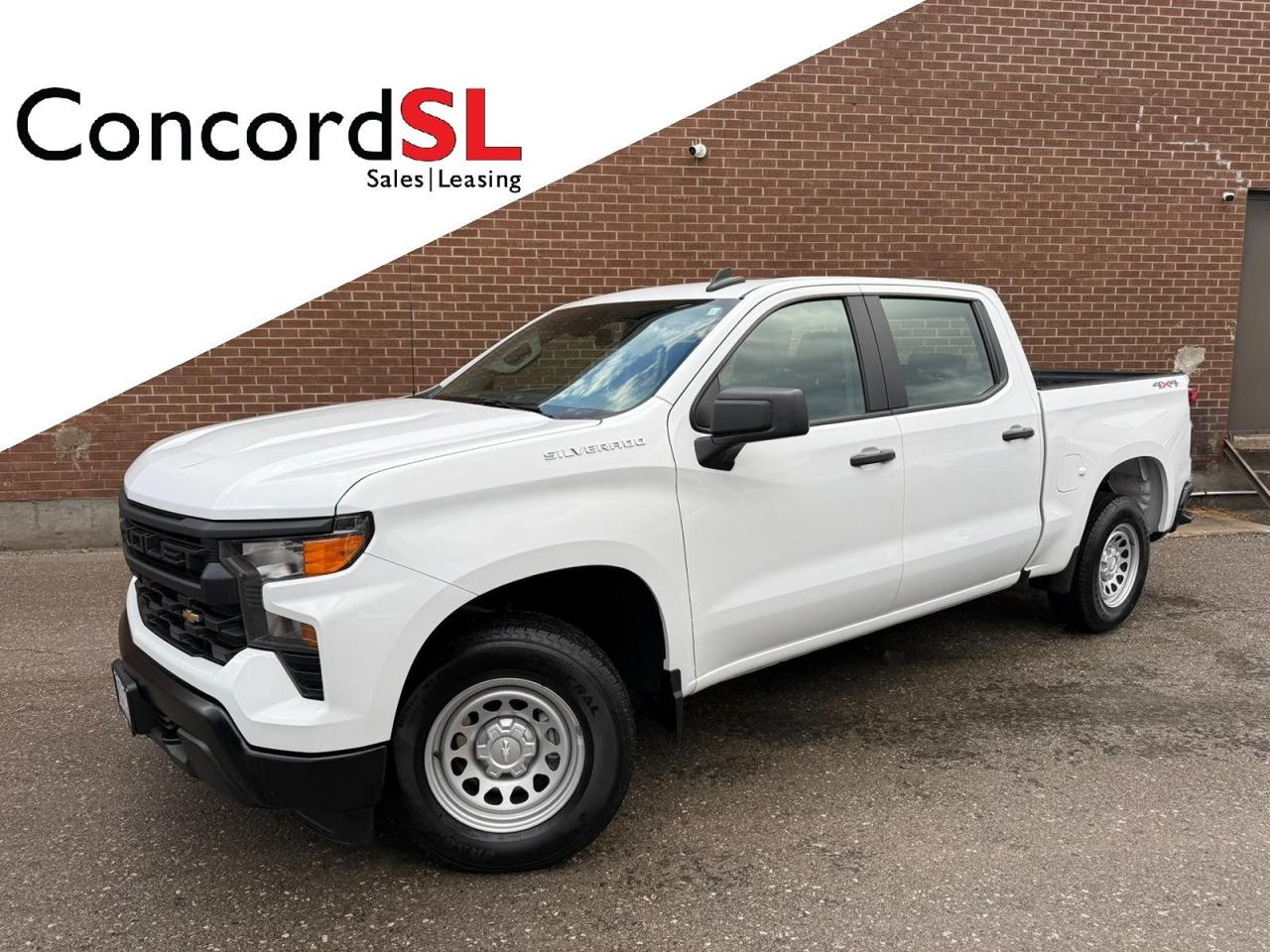 <p class=MsoNormal>This 2024 Chevrolet Silverado 1500 WT Crew Cab 4WD delivers proven V8 power, modern safety technology, and rugged work-ready capability, powered by a 5.3L EcoTec3 V8 engine paired with a 10-speed automatic transmission. Finished in Summit White over a Jet Black interior, this Silverado is built to handle demanding jobsite tasks while providing comfort and confidence on the road.</p><div class=MsoNormal style=text-align: center; align=center><hr align=center size=2 width=100%></div><p class=MsoNormal>Optional Equipment:</p><p class=MsoNormal>&middot; 5.3L EcoTec3 V8 Engine &ndash; Strong, reliable performance with excellent towing and hauling capability</p><p class=MsoNormal>&middot; 10-Speed Automatic Transmission &ndash; Smooth, efficient shifting for both highway driving and heavy-duty work</p><p class=MsoNormal>&middot; WT Fleet Convenience Package &ndash; Includes cruise control and power outside mirrors for added comfort and functionality</p><p class=MsoNormal>&middot; Power Driver Seat &ndash; Improved driving comfort with adjustable seating</p><p class=MsoNormal>&middot; 120V Power Outlets (Instrument Panel & Cargo Bed) &ndash; Convenient power access for tools and accessories on the job site</p><p class=MsoNormal>&middot; EZ Lift Power Lock & Release Tailgate &ndash; Easier access and secure operation when loading and unloading</p><p class=MsoNormal>&middot; 3.23 Rear Axle Ratio &ndash; Balanced for everyday driving and light-to-moderate towing</p><p class=MsoNormal>&middot; Autotrac Transfer Case &ndash; Seamless switching between 2WD and 4WD for improved traction in changing conditions</p><div class=MsoNormal style=text-align: center; align=center><hr align=center size=2 width=100%></div><p class=MsoNormal>Standard Features Include:</p><p class=MsoNormal>&middot; Chevy Safety Assist with Automatic Emergency Braking, Forward Collision Alert, Front Pedestrian Braking, Lane Keep Assist, and IntelliBeam Automatic High Beams</p><p class=MsoNormal>&middot; Rear Vision Camera & Tire Pressure Monitoring with Tire Fill Alert</p><p class=MsoNormal>&middot; StabiliTrak with Trailer Sway Control & Hill Start Assist</p><p class=MsoNormal>&middot; Chevrolet Infotainment 3 System with 7&rdquo; Touchscreen, Bluetooth&reg;, Wireless Apple CarPlay&reg; & Android Auto&trade;</p><p class=MsoNormal>&middot; Remote Keyless Entry & Push-Button Start</p><p class=MsoNormal>&middot; Crew Cab with Front 40/20/40 Bench Seat and Rear 60/40 Folding Bench</p><p class=MsoNormal>&middot; CornerStep Rear Bumper, 12 Cargo Bed Tie-Downs, and Front Recovery Hooks</p><div class=MsoNormal style=text-align: center; align=center><hr align=center size=2 width=100%></div><p class=MsoNormal>Vehicle is being sold with a valid Ontario safety inspection certificate and a fresh Oil change.</p><p class=MsoNormal>Sale Price plus H.S.T. and Licensing. Financing and Leasing options available.</p><p class=MsoNormal>Call Concord Sales and Leasing, your Truck and Muscle Car Specialists, today to book your appointment.</p>