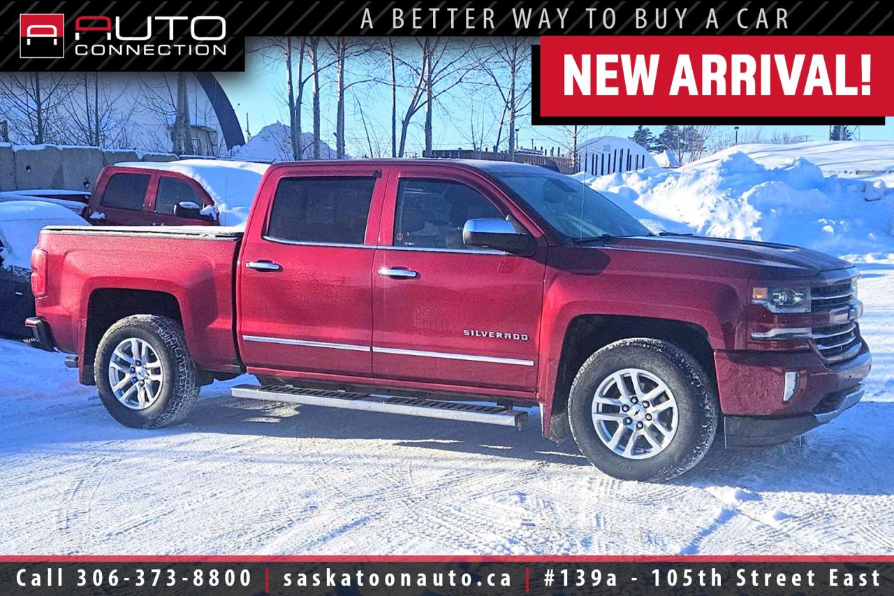 <p><span></span><font color=#000000><span><span>Financing & Warranty Available!</span><span><br></span></span></font><span><br></span><span>Crew Cab w/ 5.8ft. Box - Fully-Loaded! - Excellent Condition</span><span><br></span><span><br>This <b>2018 Chevrolet Silverado 1500 LTZ Z71</b> Crew Cab offers an exceptional mix of refined comfort, advanced technology, and proven truck capability, finished in eye-catching Cajun Red Tintcoat with a Jet Black perforated leather interior. Power comes from the trusted 5.3L EcoTec3 V8 matched with an 8-speed automatic transmission and confident 4x4 capability, delivering strong performance for work or play. Designed to handle demanding conditions, this Silverado is equipped with features that support towing, hauling, and all-season driving confidence without compromising ride quality. Inside, heated and cooled leather seats, a heated leather-wrapped steering wheel, dual-zone automatic climate control, and driver memory settings create a comfortable and upscale cabin. The Chevrolet MyLink system with an 8-inch touchscreen, built-in navigation, wireless charging, and a Bose premium sound system keep you connected and entertained on every drive. A power moonroof adds an open-air feel, enhancing both daily commutes and long highway trips. Safety and driver-assist technologies such as lane keep assist, forward collision alert, low-speed automatic braking, and the safety alert driver seat help provide added peace of mind. Parking and maneuvering are made easier with front and rear park assist, a rear vision camera, and IntelliBeam high beam assist paired with full LED lighting. Combining bold styling, premium features, and dependable capability, this Silverado 1500 LTZ Z71 is a standout truck available now at Saskatoon Auto Connection!<br><br></span><span>Key Features:</span><span><br></span><span><br>- 4x4<br>- LTZ Plus Package<br>- Enhanced Driver Alert Package<br>- Z71 Off-Road Package<br>- Cooled & Heated Leather Seats<br>- Heated Leather-Wrapped Steering Wheel<br>- Remote Start<br>- Wireless Charging Pad<br>- Navigation System<br>- Power Moonroof<br>- 7-Speaker Bose Premium Sound System w/ Richbass Subwoofer<br></span><span>- Front & Rear Park Assist<br></span><span>- Rear Vision Camera</span><br><span>- Lane Keep Assist w/ Lane Departure Warning<br>- Safety Alert Driver Seat<br>- Forward Collision Alert<br>- Low Speed Forward Automatic Braking<br>- IntelliBeam High Beam Assist<br>- Full LED Headlamps w/ LED Signature Lighting<br>- LED Foglamps<br>- LED Taillamps<br>- Chevrolet MyLink Radio w/ 8-Inch Diagonal Colour Touchscreen<br>- Dual-Zone Automatic Climate Control<br>- Drivers Seat Memory Settings<br></span><span>- Power-Adjustable Pedals<br>- Power-Folding Heated Outside Mirrors<br>- Spray-On Bedliner<br>- Black Chevrolet Bowtie Emblems<br>- Trailering Package<br>- Auxiliary External Transmission Oil Cooler<br>- Heavy-Duty Automatic Locking Rear Differential<br>- 3.42 Rear Axle Ratio<br>- 8-Speed Automatic Transmission<br></span><span>- 5.3L EcoTec3 8-Cylinder Engine<br><br><span>Exterior Colour:</span> Cajun Red Tintcoat<br><span>Interior Colour:</span> Jet Black Perforated Leather</span><span><br><br><b>Manufacturers Brochure:</b> </span><a href=https://cdn.dealereprocess.org/cdn/brochures/chevrolet/2018-silverado1500.pdf target=_blank><span>https://cdn.dealereprocess.org/cdn/brochures/chevrolet/2018-silverado1500.pdf</span></a><span><br><br></span><span>Unlock a full year of exclusive VIP benefits with your purchase! Enjoy 20% off labour, 25% off tires, free windshield stone chip repairs, and so much more. Visit saskatoonauto.ca for all the details.<br></span><span><br>Honesty Pricing eliminates the haggle hassle by providing you with our lowest possible selling price up front. In fact, it is the lowest price in our market, and we will prove it by disclosing a comprehensive market report of what our competitors are selling similar vehicles for.<br></span><span><br>This vehicle meets our Diamond Certification standard, which begins by selecting only premium quality vehicles and subjecting them to a much more comprehensive inspection process than typical dealerships use. Diamond Certified ensures a clean history, exceptional appearance and problem-free operation.<br></span><span><br>At Saskatoon Auto Connection we sell pre-owned automobiles the way we would like to buy them ourselves. Since 2008, we have been dedicated to providing the highest level of integrity and transparency in our industry, in combination with the highest quality vehicles at the most competitive prices in Saskatchewan. Our friendly staff is ready to positively redefine your expectations of the pre-owned automobile space.</span><span></span></p>