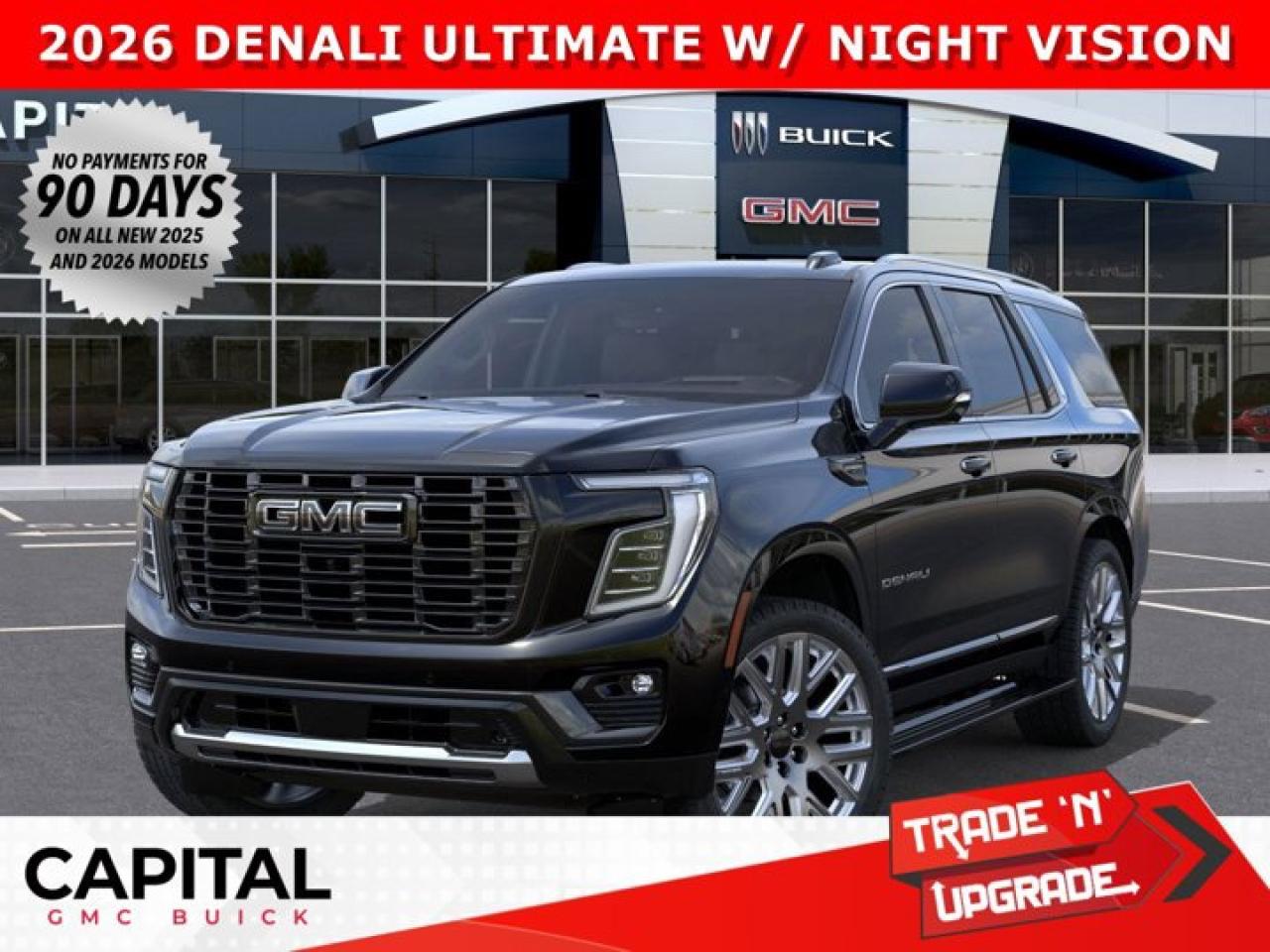 This limited production Denali Ultimate Yukon comes fully equipped with the exclusive Woodland Mahogany interior, Bose 18-speaker sound system with Bose UltraNearfield headrest speakers, Heated and Cooled Seats, Dual Rear Media Screens, Vader Chrome Trim, Super Cruise Handsfree Driving, Heated Steering, Night Vision mode, Air Ride Adaptive Suspension, 16-way power front seats with massage feature and so much more... DONT MISS OUT CALL NOWAsk for the Internet Department for more information or book your test drive today! Text 825-445-0521 for fast answers at your fingertips!AMVIC Licensed Dealer - Licence Number B1044900Disclaimer: All prices are plus taxes and include all cash credits and loyalties. See dealer for details. AMVIC Licensed Dealer # B1044900