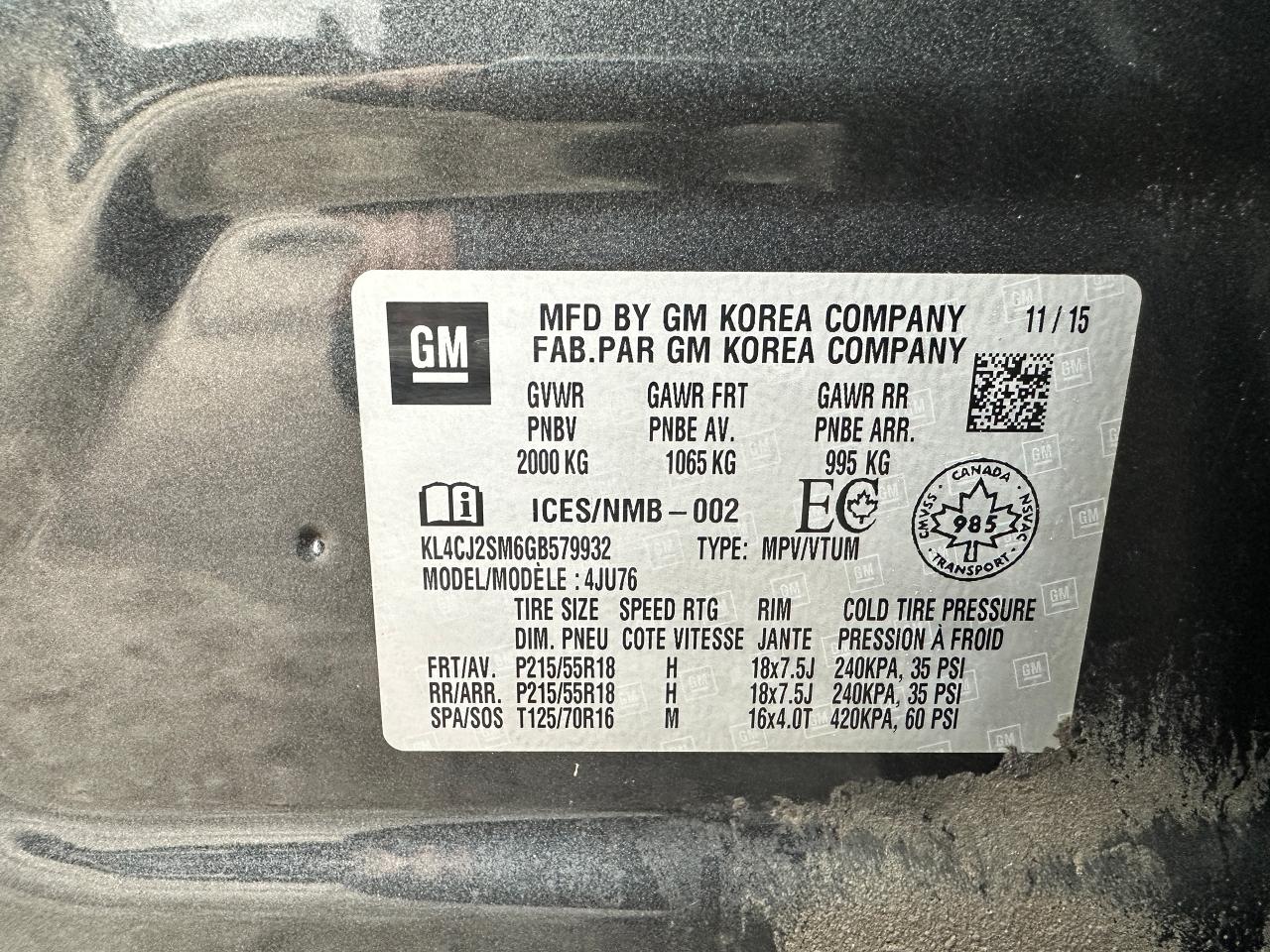 2016 Buick Encore SportTouringAWD NAV Cloth BackupCam XM CD RemStart Photo