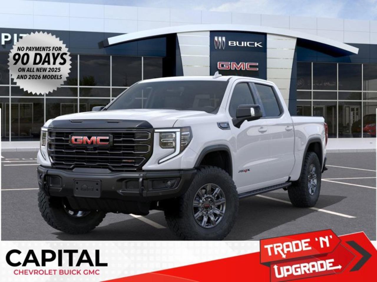 Boasts 15 Highway MPG and 17 City MPG! This GMC Sierra 1500 delivers a Gas V8 6.2L/376 engine powering this Automatic transmission. TRANSMISSION, 10-SPEED AUTOMATIC WITH ELECTRONIC PRECISION SHIFT, ELECTRONICALLY CONTROLLED with overdrive, and tow/haul mode and steering column paddle shifters. Includes Cruise Grade Braking and Powertrain Grade Braking, REAR AXLE, 3.23 RATIO, LPO, SPORT PEDAL COVER KIT (dealer-installed).* This GMC Sierra 1500 Features the Following Options *LPO, OFF-ROAD HIGH CLEARANCE STEPS (dealer-installed), LPO, GMC MULTIPRO TAILGATE STEP LIGHTS (dealer-installed), LPO, CARGO TIE-DOWNS, (4) (dealer-installed), LICENSE PLATE KIT, FRONT, GVWR, 7100 LBS. (3221 KG), ENGINE, 6.2L ECOTEC3 V8 (420 hp [313 kW] @ 5600 rpm, 460 lb-ft of torque [624 Nm] @ 4100 rpm); featuring Dynamic Fuel Management, ENGINE BLOCK HEATER, AT4X PREFERRED EQUIPMENT GROUP includes standard equipment, ACTIVE EXHAUST, DUAL, SPORT-MODE ENABLED, 3 YEARS SIRIUSXM.* Stop By Today *Come in for a quick visit at Capital Chevrolet Buick GMC Inc., 13103 Lake Fraser Drive SE, Calgary, AB T2J 3H5 to claim your GMC Sierra 1500!