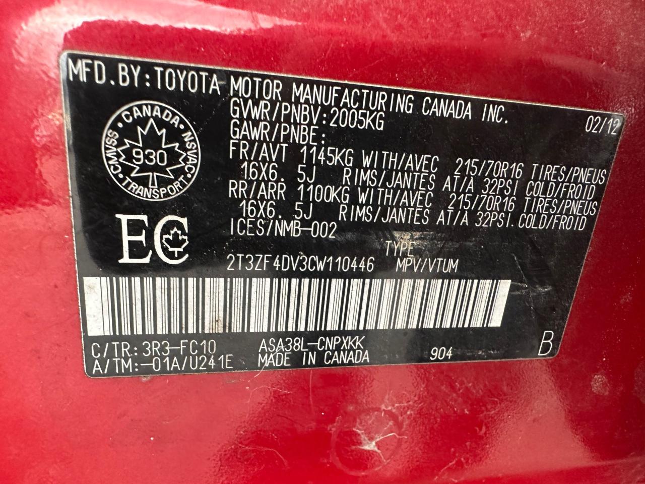 2012 Toyota RAV4 4 CYL, AUTO, RELIABLE, ONLY 198KMS, CERTIFIED Photo