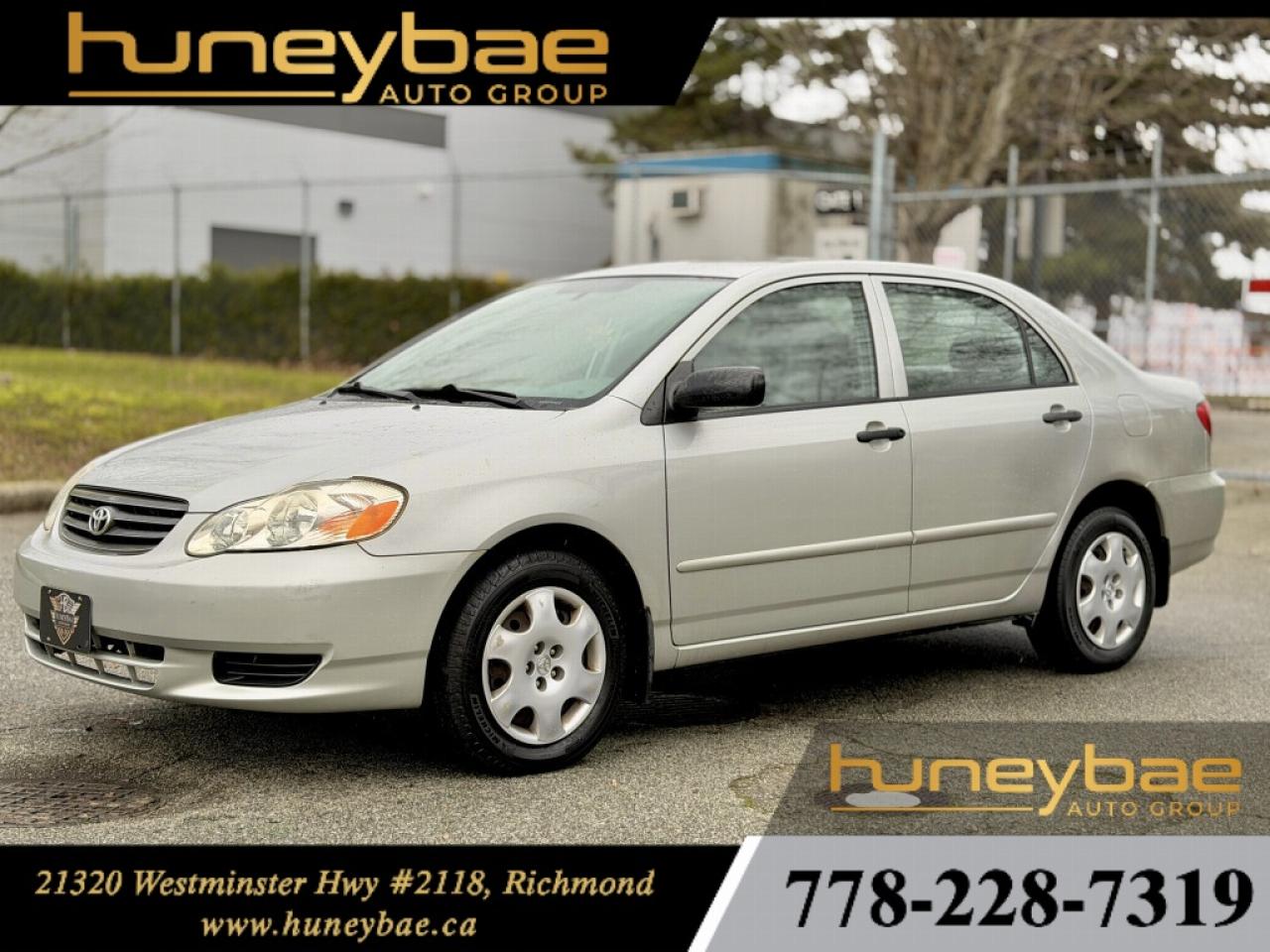 <p>2004 TOYOTA COROLLA&nbsp;<br /><br />SINGLE OWNER VEHICLE FOR 18 YEARS!<br /><br />VERY RARE FIND<br /><br />Clean TITLE!<br /><br />LOW KMs</p>
<p>CRUISE CONTROL</p>
<p>ELECTRIC ADJUSTABLE SIDE MIRRORS</p>
<p>Disclaimer- All used cars are subject to $995 doc fee & taxes. Varies with vehicle & lenders.</p>
<p>VIEWINGS BY APPOINTMENT ONLY,</p>
<p>CALL OR EMAIL FOR VIEWING.</p>
<p>Stock#HB499</p>
<p>DL#50529</p>
<p>Don&rsquo;t like your current car??</p>
<p>New Comers??</p>
<p>NO CREDIT/ BAD CREDIT??</p>
<p>High Interest rate??</p>
<p>7782287319</p>
<p>WE WILL GET YOU APPROVED* (conditions apply)</p>