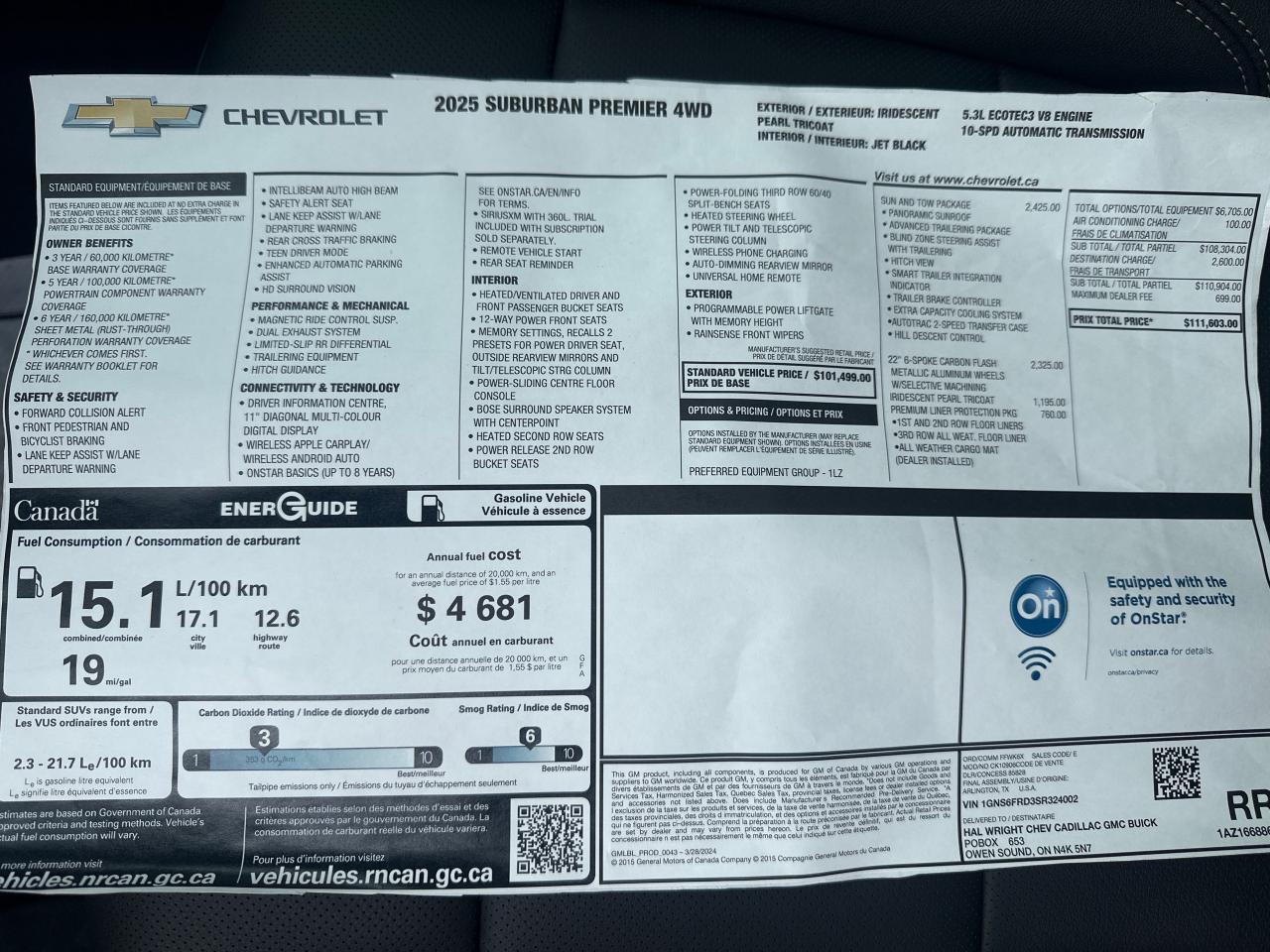 2025 Chevrolet Suburban Premier 4dr 4x4 Photo