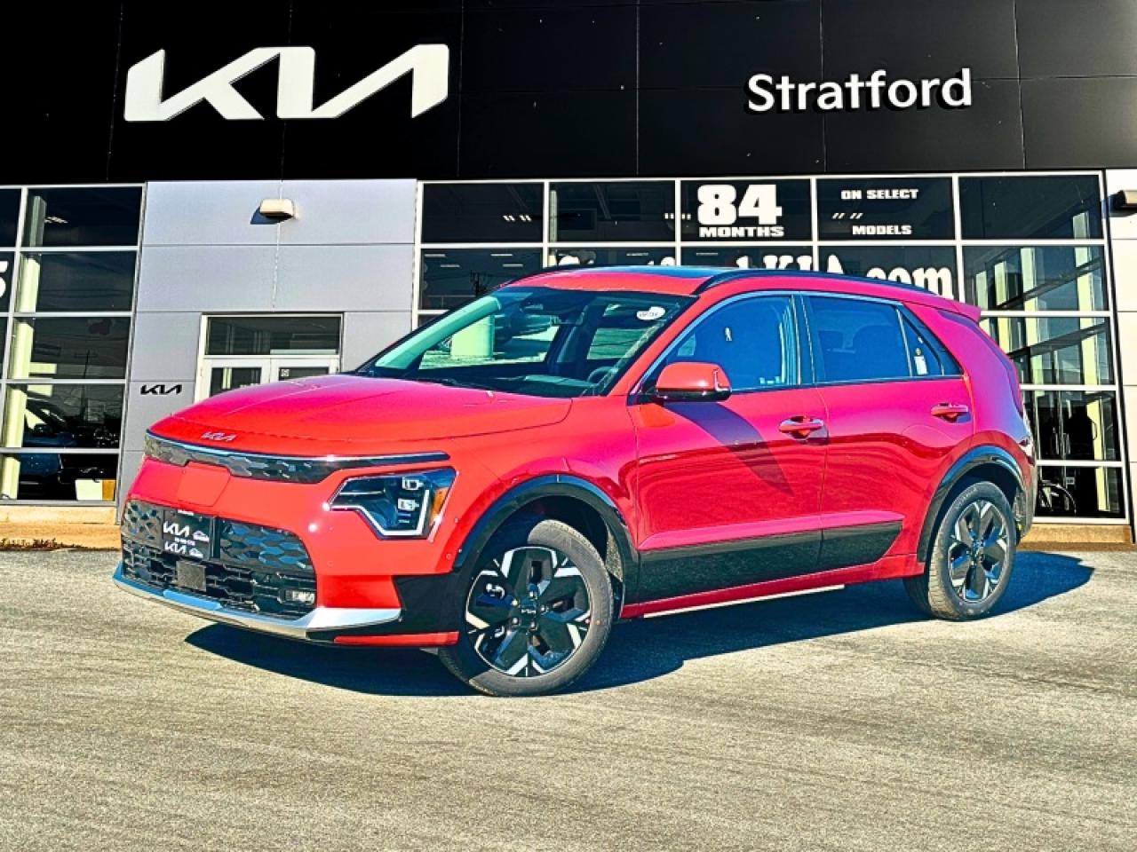 <b>Power Liftgate,  Heated Steering Wheel,  Fast Charging,  Navigation,  Adaptive Cruise Control!</b><br> <br> <br> <br>  The only vehicle you may ever need, this Kia Niro EV has astounding driving range and fast charging capability. <br> <br>This Kia Niro EV is more than just an electric vehicle. This crossover is the future of commuting. Capable of turning every chore into an experience, this Kia Niro EV offers the best of crossover utility and EV efficiency in a beautiful package. With its incredible design, impressive range, and fast charging capability, this Kia Niro EV may be the only vehicle you ever need.<br> <br> This Red SUV  has an Automatic transmission and is powered by a  Electric engine. Equipped with that thrifty motor it gets  1.9 L/100 km in the city and uses just  2.3 L/100 km out on the highway according to Transport Canada.<br> <br> Our Niro EVs trim level is Wind+. This Niro EV Premium+ steps things up with a power liftgate, a heated leatherette-wrapped steering wheel, rear parking sensors and cloth/synthetic leather seating upholstery, and rewards you with heated front seats, adaptive cruise control, proximity keyless entry, voice-activated air conditioning, and an immersive 10.25-inch infotainment screen with navigation, Apple CarPlay, Android Auto, and SiriusXM satellite radio. Safety equipment include blind spot detection, lane keeping assist with lane departure warning, forward collision alert, rear collision mitigation, and a rearview camera. This vehicle has been upgraded with the following features: Power Liftgate,  Heated Steering Wheel,  Fast Charging,  Navigation,  Adaptive Cruise Control,  Heated Seats,  Apple CarPlay. <br><br> <br>To apply right now for financing use this link: <a href=https://www.stratfordkia.com/credit-application/ target=_blank>https://www.stratfordkia.com/credit-application/</a><br><br> <br/><br>While every effort is made to ensure accuracy, we are not responsible for any errors and omissions. ***In-stock vehicle may differ from online listing— Please confirm details with dealerPlease see your dealer for current pricing. <br><br>Come partake in a great vehicle shopping experience at Stratford Kia. 863 Erie Street Stratford ON, N5A 6S4<br> Come by and check out our fleet of 30+ used cars and trucks and 80+ new cars and trucks for sale in Stratford.  o~o