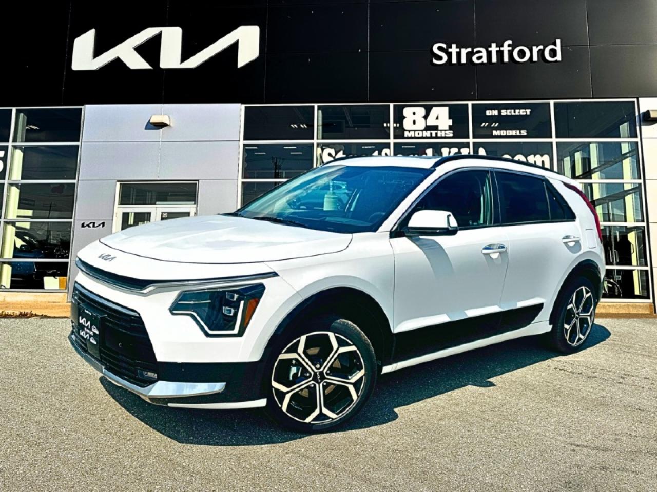 <b>Sunroof,  Power Liftgate,  Navigation,  Adaptive Cruise Control,  Remote Start!</b><br> <br> <br> <br>  This 2026 Kia Niro is a wonderful crossover that is spacious and quiet inside and promises a refined ride. <br> <br>This 2026 Kia Niro is one of the most efficient, well designed, passenger friendly crossover SUVs on the market. Both the interior and exterior are styled with a minimalist approach, thus signifying the calm and comfortable nature of the vehicle, allowing for hours of comfortable, uninterrupted highway cruising.<br> <br> This Snow White Pearl SUV  has an Automatic transmission and is powered by a  1.6L I4 16V GDI DOHC Hybrid engine. Equipped with that thrifty motor it gets  4.5 L/100 km in the city and uses just  4.4 L/100 km out on the highway according to Transport Canada.<br> <br> Our Niros trim level is EX Premium. This Niro EX Premium goes even further with an express open/close glass sunroof and a power liftgate for rear cargo access, along with an upgraded 10.25-inch infotainment screen with inbuilt navigation, Kia Connect, Apple CarPlay, Android Auto, and Bluetooth connectivity, adaptive cruise control, a heated leatherette steering wheel, remote engine start and cloth/synthetic leather upholstery. Additional standard features include an efficient hybrid powertrain, heated front seats, remote keyless entry, cruise control with steering wheel controls, and dual-zone front climate control. Safety features include blind spot detection, lane keeping assist with lane departure warning, forward collision avoidance, rear collision mitigation, rear parking sensors, and a rearview camera. This vehicle has been upgraded with the following features: Sunroof,  Power Liftgate,  Navigation,  Adaptive Cruise Control,  Remote Start,  Heated Steering Wheel,  Hybrid. <br><br> <br>To apply right now for financing use this link: <a href=https://www.stratfordkia.com/credit-application/ target=_blank>https://www.stratfordkia.com/credit-application/</a><br><br> <br/><br>While every effort is made to ensure accuracy, we are not responsible for any errors and omissions. ***In-stock vehicle may differ from online listing— Please confirm details with dealerPlease see your dealer for current pricing. <br><br>Come partake in a great vehicle shopping experience at Stratford Kia. 863 Erie Street Stratford ON, N5A 6S4<br> Come by and check out our fleet of 30+ used cars and trucks and 80+ new cars and trucks for sale in Stratford.  o~o