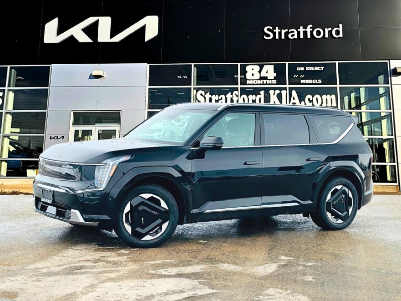<br> <br>This 2026 Kia EV9 is a three-row SUV that comfortably seats adults and features quick DC fast charging. <br> <br>The Kia EV9 is a fully-electric 7-seater SUV with ultra-fast charging and long EV driving distance, built with sustainable materials. With outstanding engineering, head-tuning styling and impressive driving dynamics, this SUV is an ideal option if youre looking for a fully electric family hauler.<br> <br>This Aurora Black Pearl SUV has an Automatic transmission and is powered by a Electric engine.<br><br> <br>To apply right now for financing use this link: <a href=https://www.stratfordkia.com/credit-application/ target=_blank>https://www.stratfordkia.com/credit-application/</a><br><br> <br/><br>While every effort is made to ensure accuracy, we are not responsible for any errors and omissions. ***In-stock vehicle may differ from online listing— Please confirm details with dealerPlease see your dealer for current pricing. <br><br>Come partake in a great vehicle shopping experience at Stratford Kia. 863 Erie Street Stratford ON, N5A 6S4<br> Come by and check out our fleet of 30+ used cars and trucks and 90+ new cars and trucks for sale in Stratford.  o~o