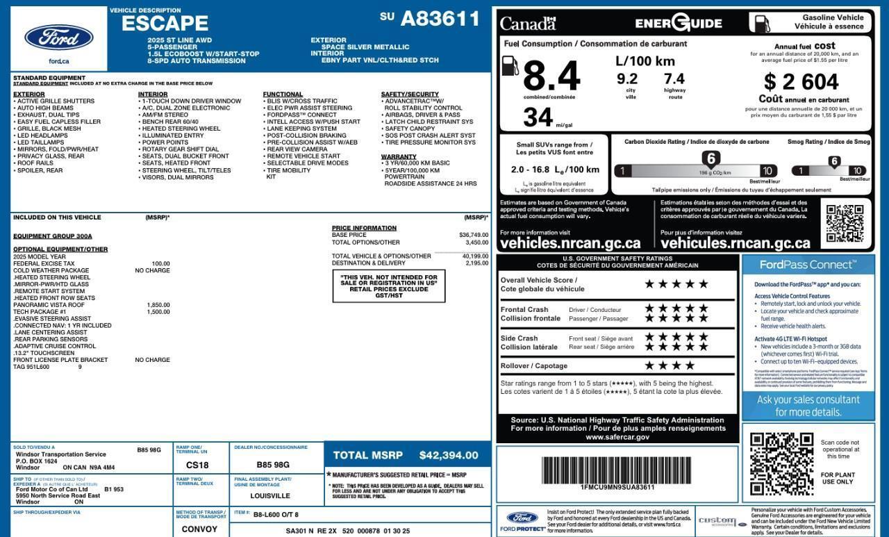 2025 Ford Escape ST-Line   LEASE ME SEE BELOW FOR DETAILS! Photo