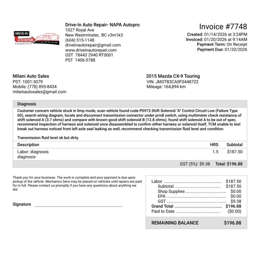 Used 2015 Mazda CX-9 AWD 4dr GS for sale in Burnaby, BC