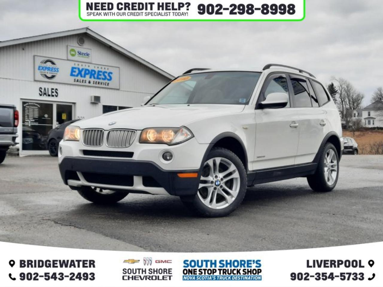 Recent Arrival! White 2010 BMW X3 xDrive30i For Sale, Bridgewater AWD 6-Speed Automatic with Steptronic 3.0L I6 DOHC 24V Clean Car Fax, 6-Speed Automatic with Steptronic, 8 Speakers, ABS brakes, Air Conditioning, Alloy wheels, Automatic temperature control, Brake assist, Bumpers: body-colour, CD player, Delay-off headlights, Driver door bin, Dual front side impact airbags, Electronic Stability Control, Emergency communication system: BMW Assist, Front Bucket Seats, Front fog lights, Front reading lights, Fully automatic headlights, Heated door mirrors, Illuminated entry, Leather steering wheel, Leatherette Upholstery, Low tire pressure warning, Overhead airbag, Passenger vanity mirror, Power driver seat, Power moonroof, Power windows, Radio data system, Rear window defroster, Rear window wiper, Remote keyless entry, Roof rack: rails only, Speed control, Speed-sensing steering, Split folding rear seat, Steering wheel mounted A/C controls, Tachometer, Tilt steering wheel, Traction control, Trip computer, Variably intermittent wipers.