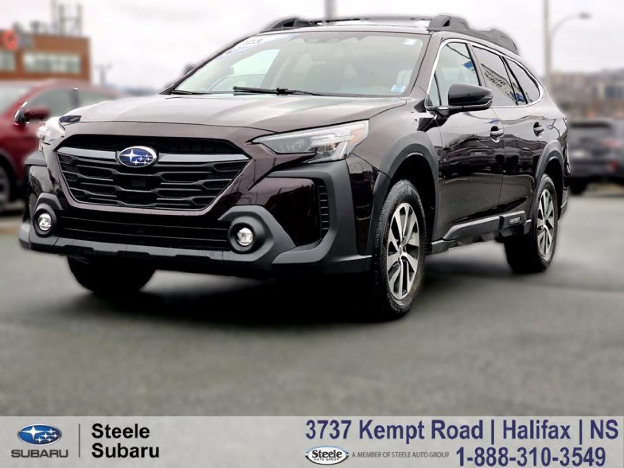 **2023 Subaru Outback Touring AWD | Sunroof | Heated Seats | Steele Certified**Perfectly equipped for life in Nova Scotia, this Outback Touring blends Subarus rugged capability with everyday comfort. From weekday commutes to weekend getaways, it delivers the confidence, space, and refinement that make every drive feel effortless.The 2023 Subaru Outback Touring offers a well-balanced combination of power, efficiency, and all-weather stability thanks to its 2.5L SUBARU BOXER engine and Symmetrical Full-Time AWD. As a Canadian Touring model, it adds premium conveniences, advanced safety technology, and a smooth, composed driving experience that suits both city streets and coastal adventures.**Performance & Safety**- 2.5L SUBARU BOXER engine- Symmetrical Full-Time All-Wheel Drive- Lineartronic CVT with manual mode- Subaru EyeSight Driver Assist Technology- Adaptive Cruise Control with Lane Centering- Pre-Collision Braking and Throttle Management- Blind Spot Detection with Rear Cross-Traffic Alert- Reverse Automatic Braking- XMODE with Hill Descent Control- LED Steering Responsive Headlights- Rear-View Camera**Comfort & Tech**- Heated Front and Rear Seats- Power Sunroof- 11.6-inch Touchscreen Multimedia System- Apple CarPlay & Android Auto- Premium Cloth Upholstery- Power Drivers Seat with Lumbar Support- Dual-Zone Automatic Climate Control- Keyless Access with Push-Button Start- Hands-Free Power Tailgate- Roof Rails with Integrated Crossbars- 60/40 Split-Folding Rear SeatsContact Steele Subaru in Halifax today to schedule your test drive and experience the Outback Touring for yourself.**STEELE CERTIFIED**This vehicle is Steele Certified, having successfully passed a comprehensive 120-Point Inspection to ensure quality and peace of mind. A current service and Nova Scotia Motor Vehicle Inspection (MVI) has been completed, so its ready for the road. We also provide a Carfax Vehicle History Report for full transparency. Buy with confidence knowing this vehicle has been thoroughly checked by our factory-trained technicians. Trade-ins are always welcome, and were here to help make your next vehicle purchase smooth and worry-free.Ask us about flexible financing or extended warranty options.Alloy wheels, AM/FM radio: SiriusXM, Auto High-beam Headlights, Auto-dimming door mirrors, Auto-dimming Rear-View mirror, Automatic temperature control, Dual front impact airbags, Dual front side impact airbags, Electronic Stability Control, Emergency communication system: STARLINK Connected Services (3-year trial subscription included), Exterior Parking Camera Rear, Front dual zone A/C, Front fog lights, Fully automatic headlights, Garage door transmitter: HomeLink, Heated Front Bucket Seats, Heated steering wheel, Power driver seat, Power Liftgate, Power moonroof, Radio: AM/FM/MP3/WMA Audio System, Steering wheel mounted audio controls, Subaru STARLINK Connected Services, Telescoping steering wheel, Tilt steering wheel.