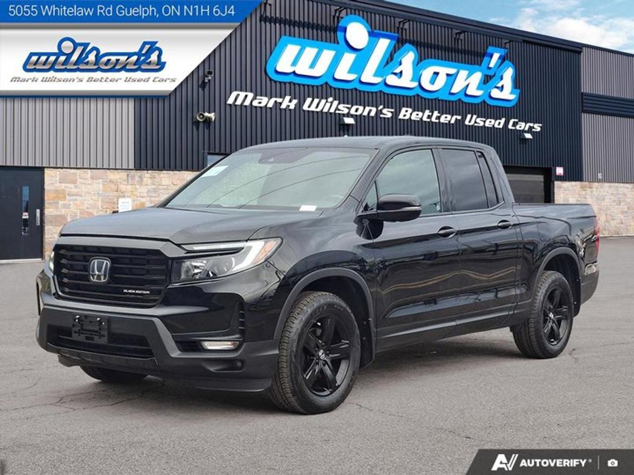 Check out this certified 2023 Honda Ridgeline Black Edition AWD | Leather | Sunroof | Nav | Cooled + Heated Seats | Heated Wheel | and More !. Its Automatic transmission and 3.5 L engine will keep you going. This Honda Ridgeline comes equipped with these options: Sunroof, Navigation System, Leather, Heated Steering Wheel, Air Conditioning, Air Conditioned Seats, Adaptive Cruise, Heated Seats, Tilt Steering Wheel, and Steering Radio Controls. Test drive this vehicle at Mark Wilsons Better Used Cars, 5055 Whitelaw Road, Guelph, ON N1H 6J4.60+ years of World Class Service!500+ Live Market Priced VEHICLES! ONE MASSIVE LOCATION!Free Local Delivery Available!FINANCING! - Better than bank rates! 6 Months No Payments available on approved credit OAC. Zero Down Available. We have expert licensed credit specialists to secure the best possible rate for you and keep you on budget ! We are your financing broker, let us do all the leg work on your behalf! Click the RED Apply for Financing button to the right to get started or drop in today!BAD CREDIT APPROVED HERE! - You dont need perfect credit to get a vehicle loan at Mark Wilsons Better Used Cars! We have a dedicated licensed team of credit rebuilding experts on hand to help you get the car of your dreams!WE LOVE TRADE-INS! - Top dollar trade-in values!SELL us your car even if you dont buy ours! HISTORY: Free Carfax report included.Certification included! No shady fees for safety!EXTENDED WARRANTY: Available30 DAY WARRANTY INCLUDED: 30 Days, or 3,000 km (mechanical items only). No Claim Limit (abuse not covered)5 Day Exchange Privilege! *(Some conditions apply)CASH PRICES SHOWN: Excluding HST and Licensing Fees.2021-2026 vehicles may be daily rentals. Please inquire with your Salesperson.
