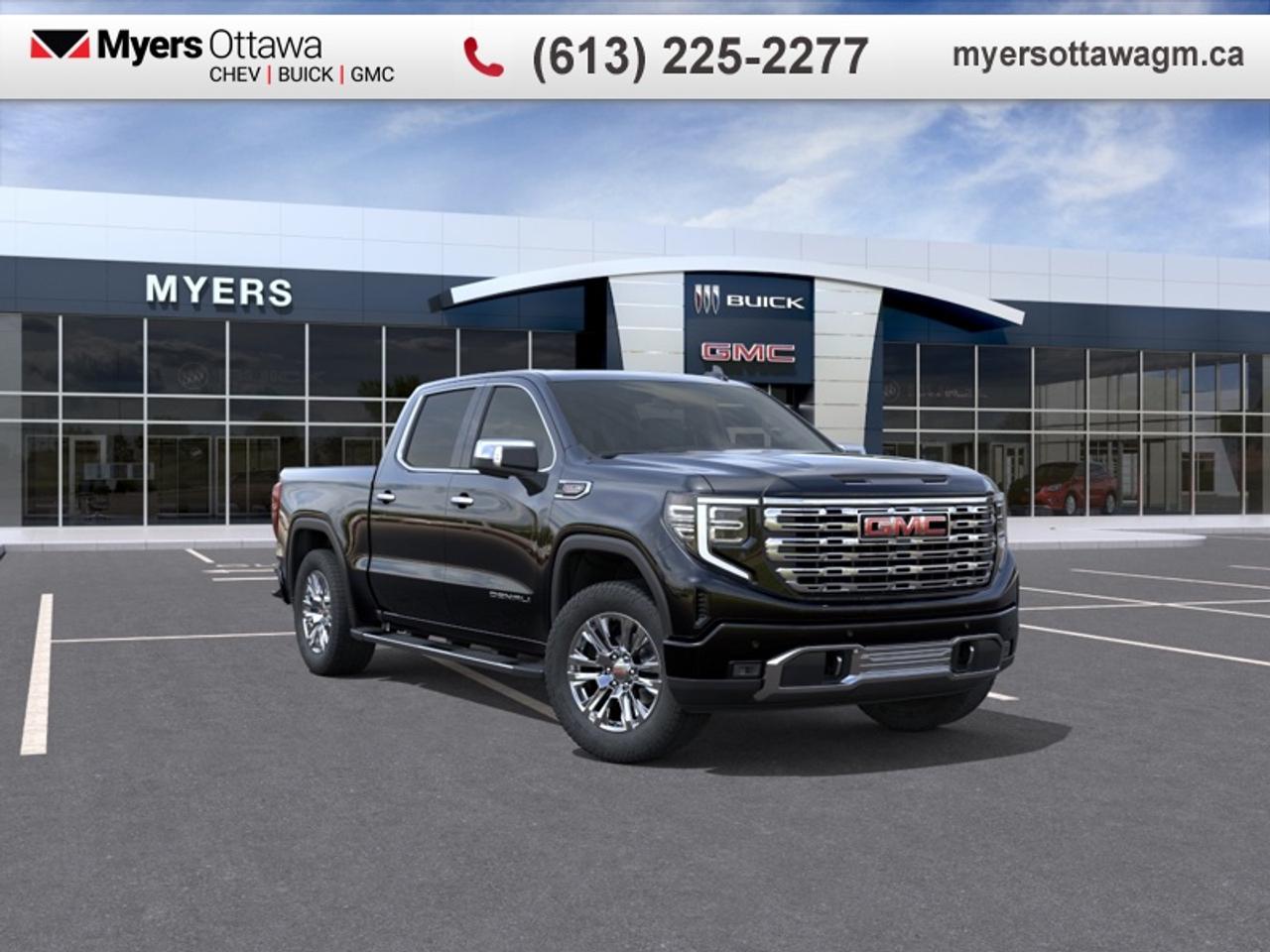 <br> <br>With a bold profile and distinctive stance, this 2026 Sierra turns heads and makes a statement on the jobsite, out in town or wherever life leads you. <br> <br>This 2026 GMC Sierra 1500 stands out in the midsize pickup truck segment, with bold proportions that create a commanding stance on and off road. Next level comfort and technology is paired with its outstanding performance and capability. Inside, the Sierra 1500 supports you through rough terrain with expertly designed seats and robust suspension. This amazing 2026 Sierra 1500 is ready for whatever.<br> <br>This crew cab 4X4 pickup has an Automatic transmission and is powered by a 420HP 6.2L 8 Cylinder Engine. <br> <br> Our Sierra 1500s trim level is Denali. This trim blends premium craftsmanship with cutting-edge technology and everyday capability. A 13.4 GMC Premium Infotainment System with Google built-in, wireless Apple CarPlay and Android Auto, Bose 7-speaker audio, and a 12.3 reconfigurable digital display keep the cabin highly connected, while heated and ventilated leather front seats, heated rear outboard seats, dual-zone climate control, and wireless charging enhance comfort on every drive. GMC Pro Safety with Enhanced Automatic Emergency Braking, HD Surround Vision, Lane Keep Assist, Trailer Side Blind Zone Alert, and Hitch Guidance delivers confidence, while the MultiPro Tailgate, integrated trailer brake controller, and spray-on bedliner ensure practical utility. This vehicle has been upgraded with the following features: Sunroof, Denali Preferred Equipment Group, Bedliner.<br><br> <br>To apply right now for financing use this link: <a href=https://creditonline.dealertrack.ca/Web/Default.aspx?Token=b35bf617-8dfe-4a3a-b6ae-b4e858efb71d&Lang=en target=_blank>https://creditonline.dealertrack.ca/Web/Default.aspx?Token=b35bf617-8dfe-4a3a-b6ae-b4e858efb71d&Lang=en</a><br><br> <br/> Total  rebate of $6000 is reflected in the price.   Incentives expire 2026-04-30.  See dealer for details. <br> <br><br> Come by and check out our fleet of 50+ used cars and trucks and 170+ new cars and trucks for sale in Ottawa.  o~o