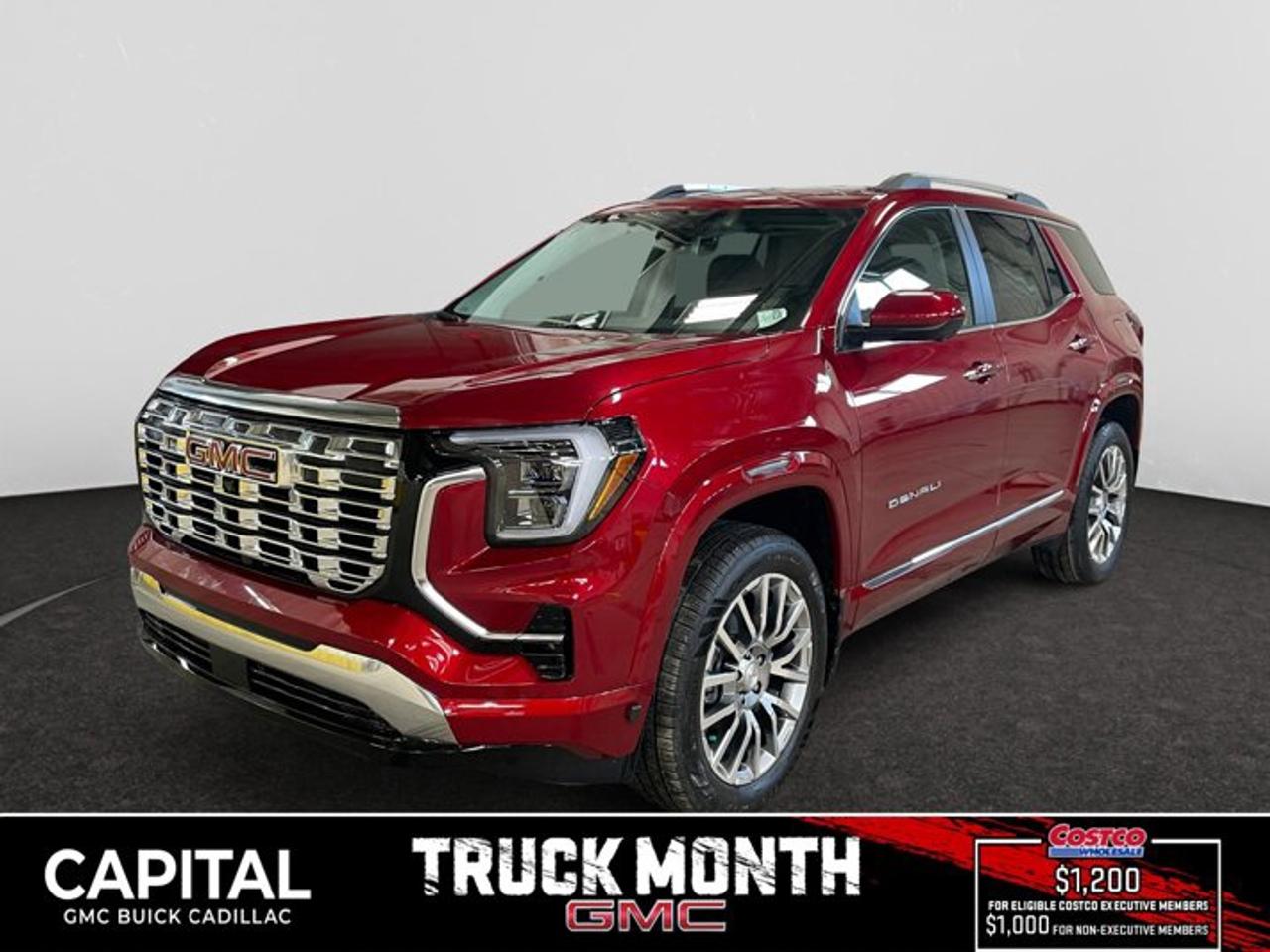 This 2026 GMC Terrain in Volcanic Red Tintcoat is equipped with AWD and Turbocharged Gas I4 1.5L/-TBD- engine.From its striking C-shaped LED signature lighting to its stunning floating roof, this GMC Terrain has been refined on every level. With three distinctive options, every trim boasts its own distinctive grille that makes a lasting first impression and sets a bold tone for the rest of the vehicles exterior. Striking LED signature lighting on the taillamps complete Terrains bold design from front to back. Terrains interior seamlessly incorporates exterior design cues to create a cohesive look. Youll find a combination of bold styling, first-class comfort and plenty of space proving its as much about refinement as it is utility. Terrains interior features a standard leather wrapped steering wheel, real aluminum trim and soft-touch materials to enhance your driving experience and maximize comfort for both you and your passengers. A front-to-back flat load floor includes new fold-flat front-passenger and second-row seats so you can quickly go from accommodating people to utilizing every inch of cargo space. The GMC Terrain small SUV is engineered to meet the challenges drivers face every day  from various road surfaces to unexpected conditions. Advanced technology such as the Traction Select system allows you to switch between drive modes to make real-time adjustments based on those ever-changing driving situations. Terrain offers an available suite of intuitive driver-assist and safety technologies  so you can move with confidence in any direction.Key features of the Terrain Denali include: 252 hp 2.0L Turbocharged gas engine, LED Headlamps, Hands-free power Programmable Liftgate, Lane Change Alert with Side Blind Zone Alert, Available HD Surround Vision, New available Adaptive Cruise Control - Camera, New Available Front Pedestrian Braking, and Heated/Ventilated front seats.Check out this vehicles pictures, features, options and specs, and let us know if you have any questions. Helping find the perfect vehicle FOR YOU is our only priority.P.S...Sometimes texting is easier. Text (or call) 306-801-9090 for fast answers at your fingertips!Dealer License #914248Disclaimer: All prices are plus taxes & fees. See dealer for Details. Dealer Permit # 914248 See dealer for Details.