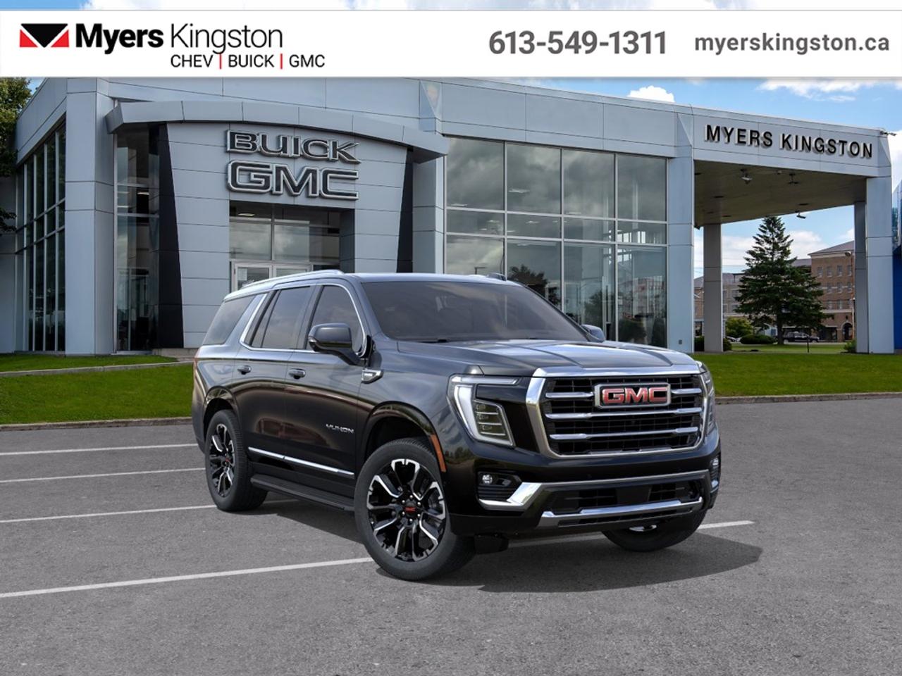 <b>Premium Package, All-Weather Floor Liners, 2nd Row Bucket Seats!</b><br> <br> Whether youre carrying passengers, hauling cargo, or all of the above, this GMC Yukon is highly capable and up to the task.<br> <br>This GMC Yukon is a traditional full-size SUV thats thoroughly modern. With its truck-based body-on-frame platform, its every bit as tough and capable as a full size pickup truck. The handsome exterior and well-appointed interior are what make this SUV a desirable family hauler. This GMC Yukon sits above the competition in tech, features and aesthetics while staying capable and comfortable enough to take the whole family and a camper along for the adventure.<br> <br>This Onyx Black SUV has an Automatic transmission and is powered by a 305HP 3.0L Straight 6 Cylinder Engine. <br> <br> Our Yukons trim level is Elevation. This well-equipped trim balances premium comfort and advanced technology for a sophisticated driving experience. A 16.8-inch Premium GMC Infotainment System with Google built-in, Bose 10-speaker Surround audio, wireless Apple CarPlay and Android Auto, 5G Wi-Fi hotspot capability, wireless phone charging, adaptive cruise control, and tri-zone automatic climate control create a connected and inviting cabin. Heated and ventilated power front seats, heated second-row outboard seats, power-folding third-row seating, keyless open with remote start, and a programmable power liftgate add convenience, while HD Surround Vision, Blind Zone Steering Assist, Enhanced Automatic Emergency Braking, and Lane Keep Assist provide advanced safety and confidence. This vehicle has been upgraded with the following features: Premium Package, All-Weather Floor Liners, 2nd Row Bucket Seats.<br><br> <br>To apply right now for financing use this link: <a href=https://www.taylorautomall.com/finance/apply-for-financing/ target=_blank>https://www.taylorautomall.com/finance/apply-for-financing/</a><br> <br/>4.99% financing for 84 months. Incentives expire 2026-08-31. See dealer for details. <br><br>HST, licensing, and Federal luxury tax (if applicable) are extra. <br><br> Come by and check out our fleet of 50+ used cars and trucks and 180+ new cars and trucks for sale in Kingston.  o~o
