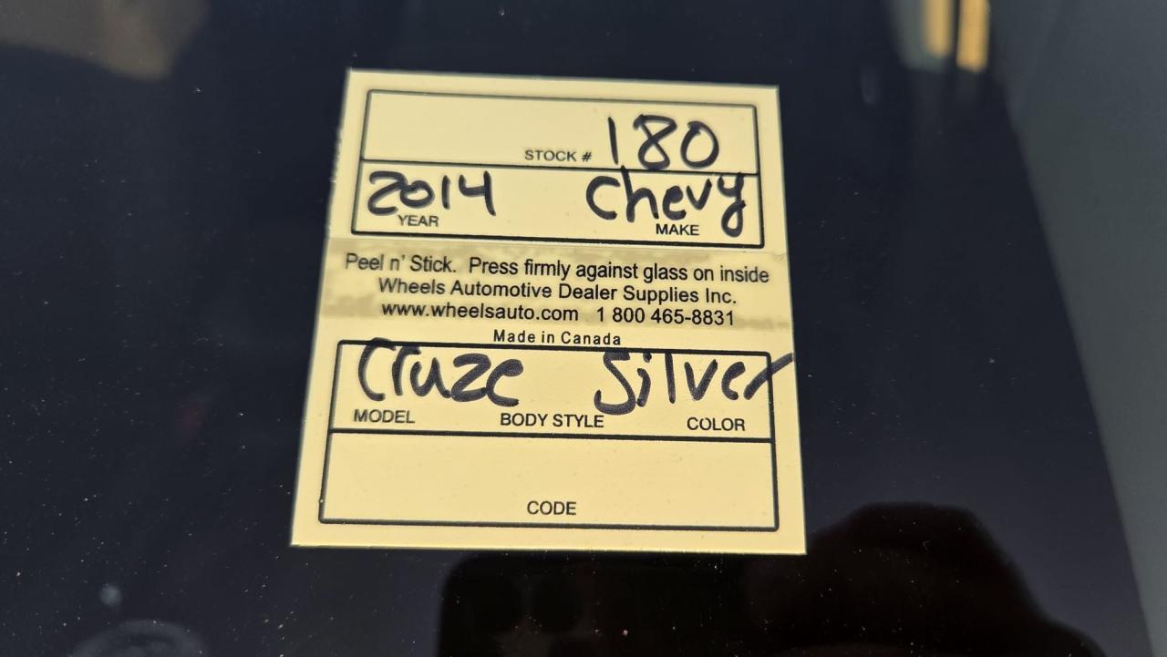 2014 Chevrolet Cruze 1LT, 4 CYL, AUTO, ONLY 72KMS, CERTIFIED Photo