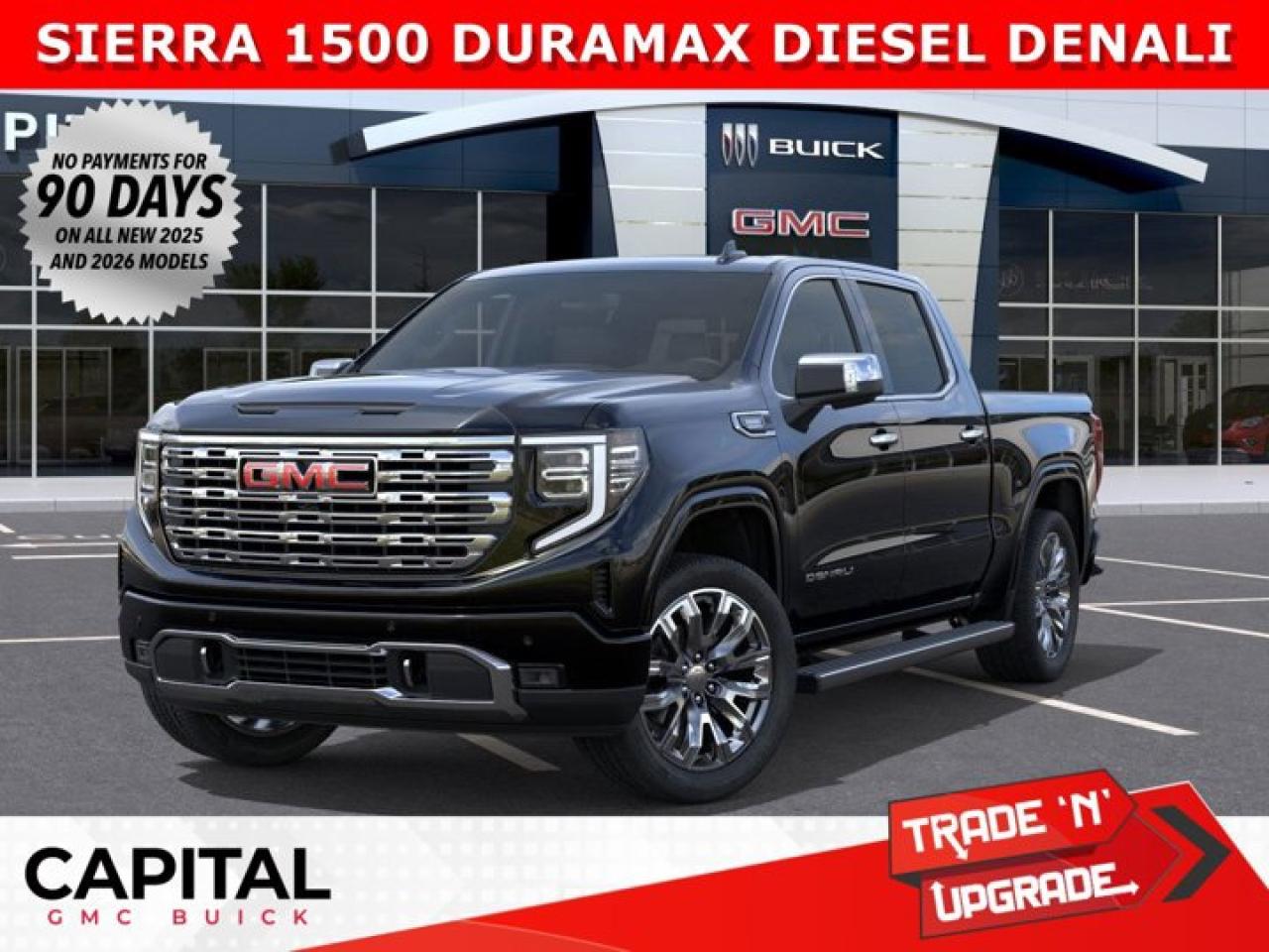 Check out this 2026 Sierra 1500 Crew Cab Denali with the RESERVE PACKAGE and the DURAMAX DIESEL ENGINE. Equipped with a ton of options like Heated and Cooled Seats, Heated Steering, Body Color Arch Moldings, 360 CAM, Rear Streaming Camera Mirror, Heads-up Display, 22 Inch Wheels, Heated Rear Seats, Massive Touchscreen, Power Assist Steps, and so much more... CALL NOWAsk for the Internet Department for more information or book your test drive today! Text 825-445-0521 for fast answers at your fingertips!AMVIC Licensed Dealer - Licence Number B1044900Disclaimer: All prices are plus taxes and include all cash credits and loyalties. See dealer for details. AMVIC Licensed Dealer # B1044900